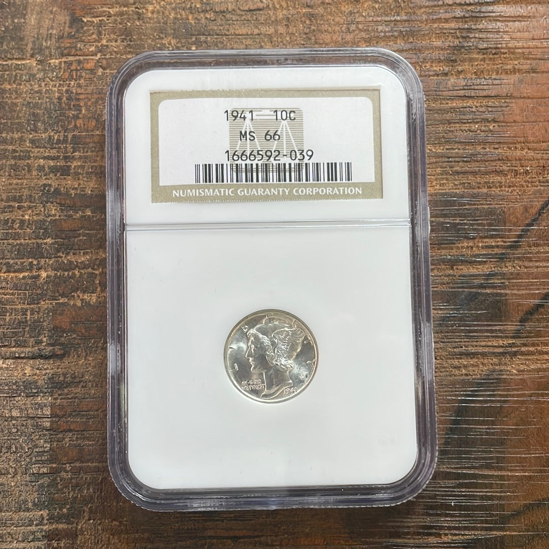 1941 US 10c Mercury Dime NGC MS66