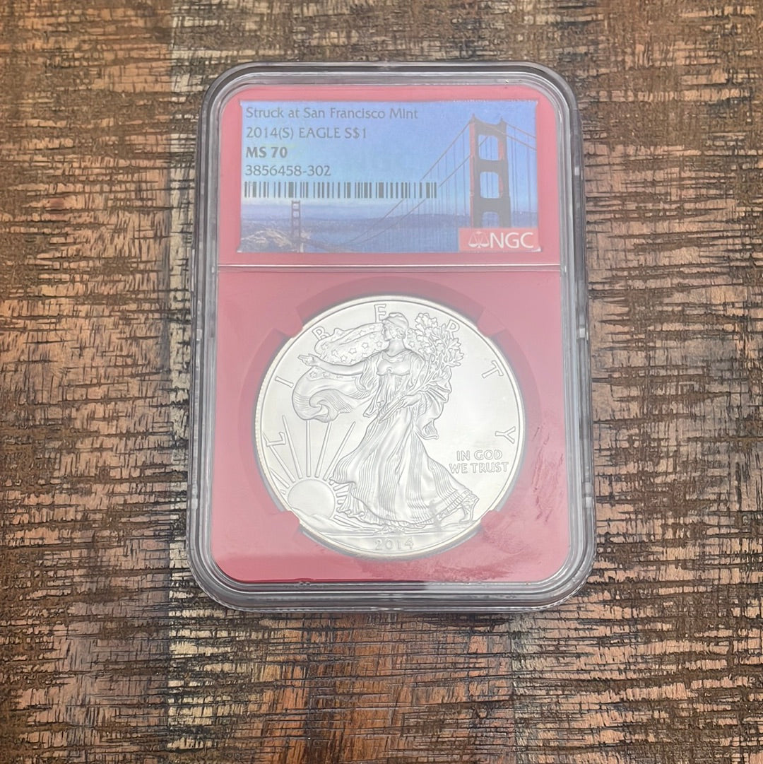 2014-S $1 US American Silver Eagle ~ NGC MS70
