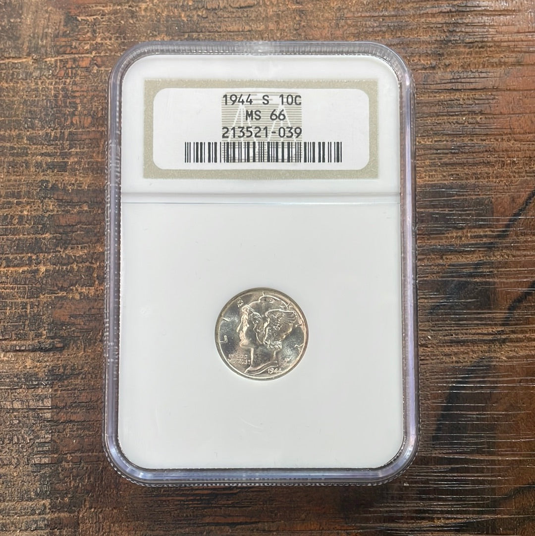 1944-S US 10c Mercury Dime NGC MS66