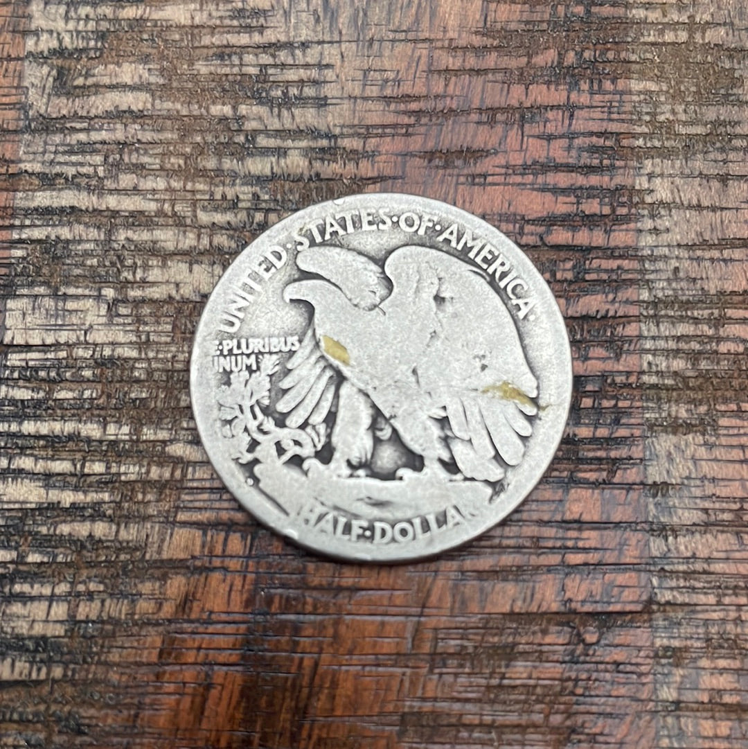 1917-D 50C US Walking Liberty Half Dollar - Mint Mark on Reverse