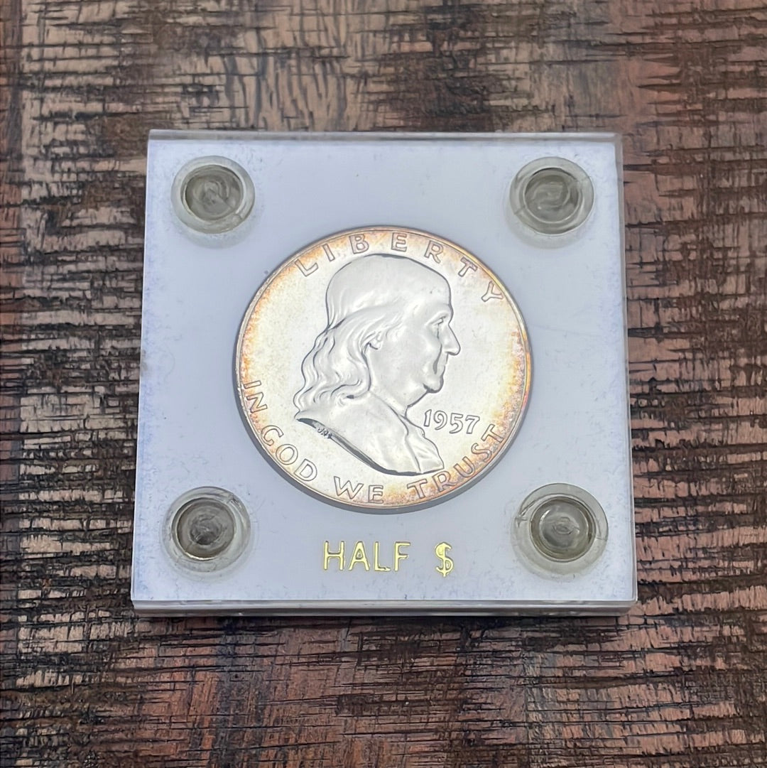 1957 50C US Proof Franklin Half Dollar