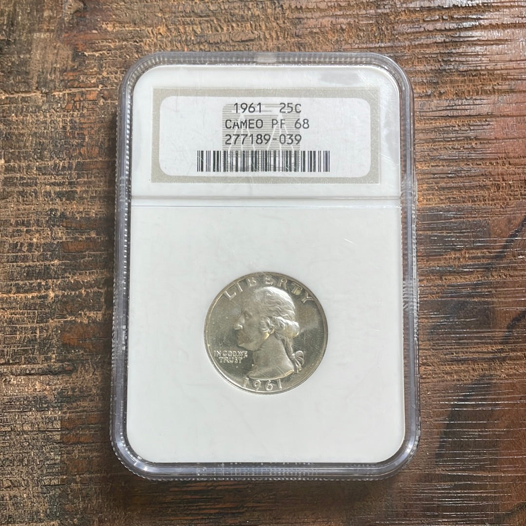 1961 25c US Silver Washington Quarter NGC PF 68 Cameo