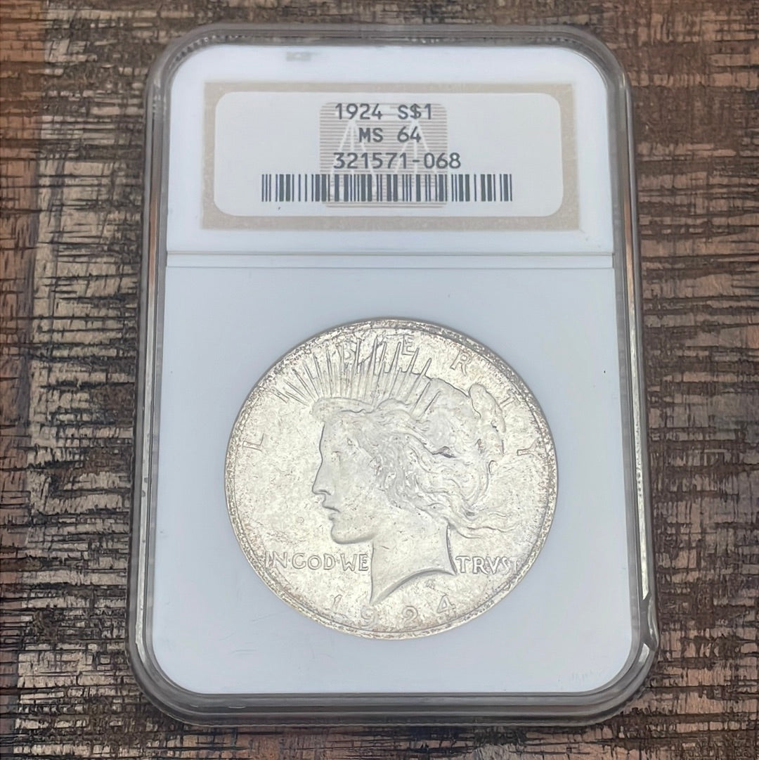 1924 $1 US Peace Dollar NGC MS64