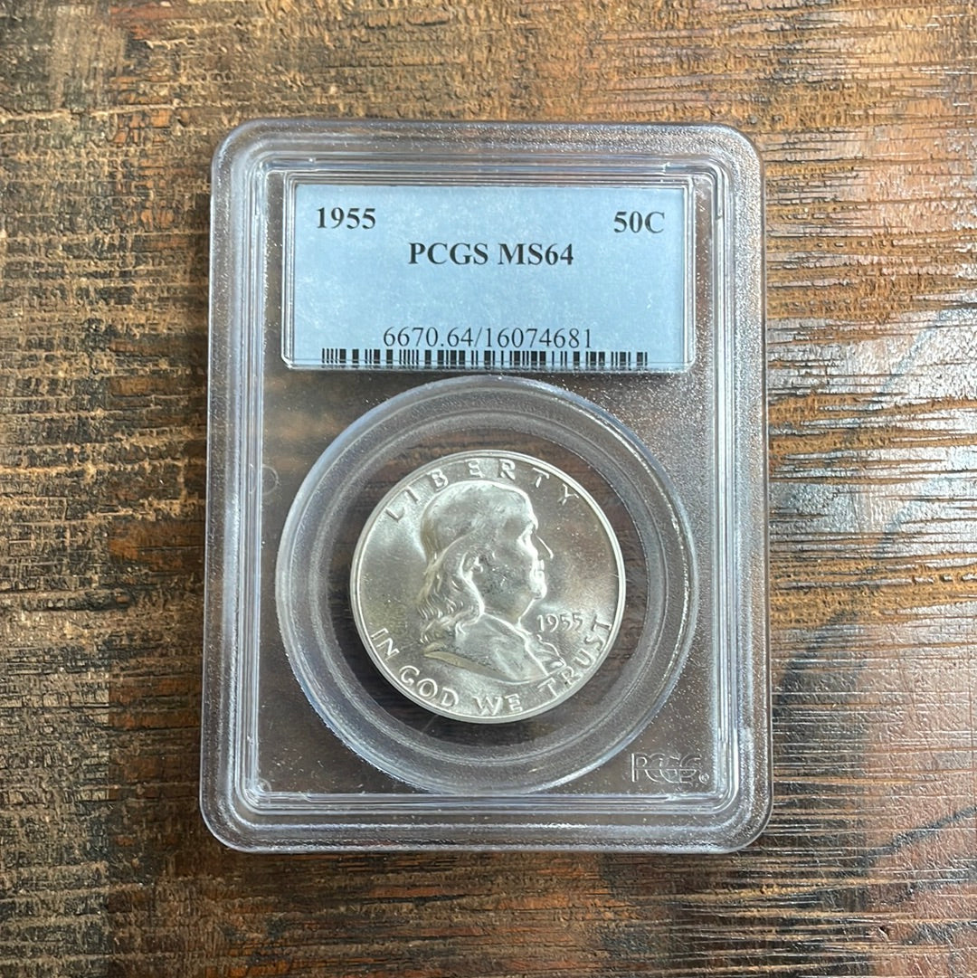 1955 50c Franklin Half Dollar PCGS MS64