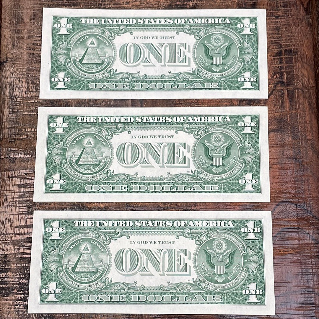 1957 Series A $1 Silver Certificate - Set of 3 Consecutive Serial Numbers - Uncirculated
