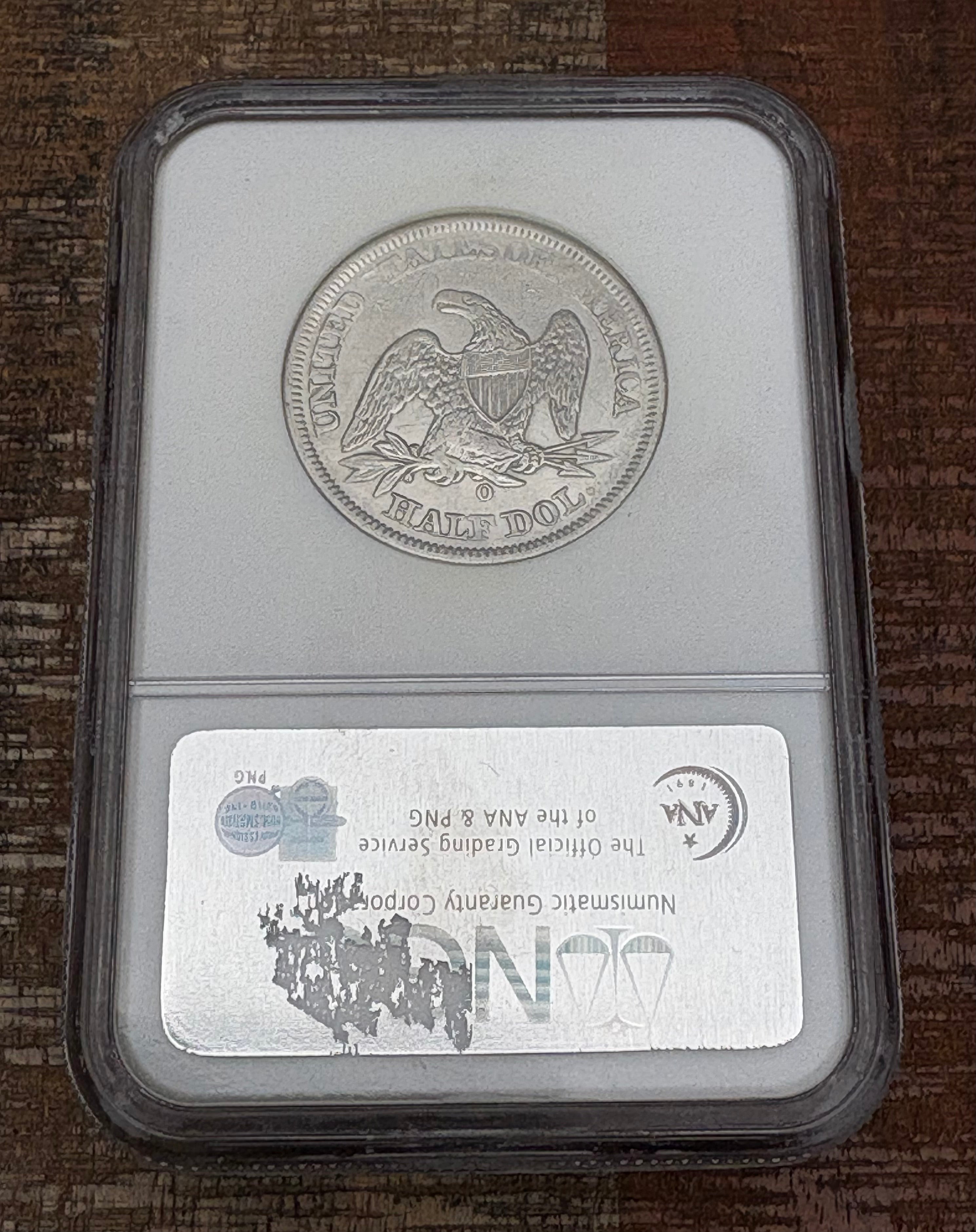 1857-O 50C Seated Liberty Half Dollar NGC Certified Shipwreck Effect ~ SS Republic Shipwreck