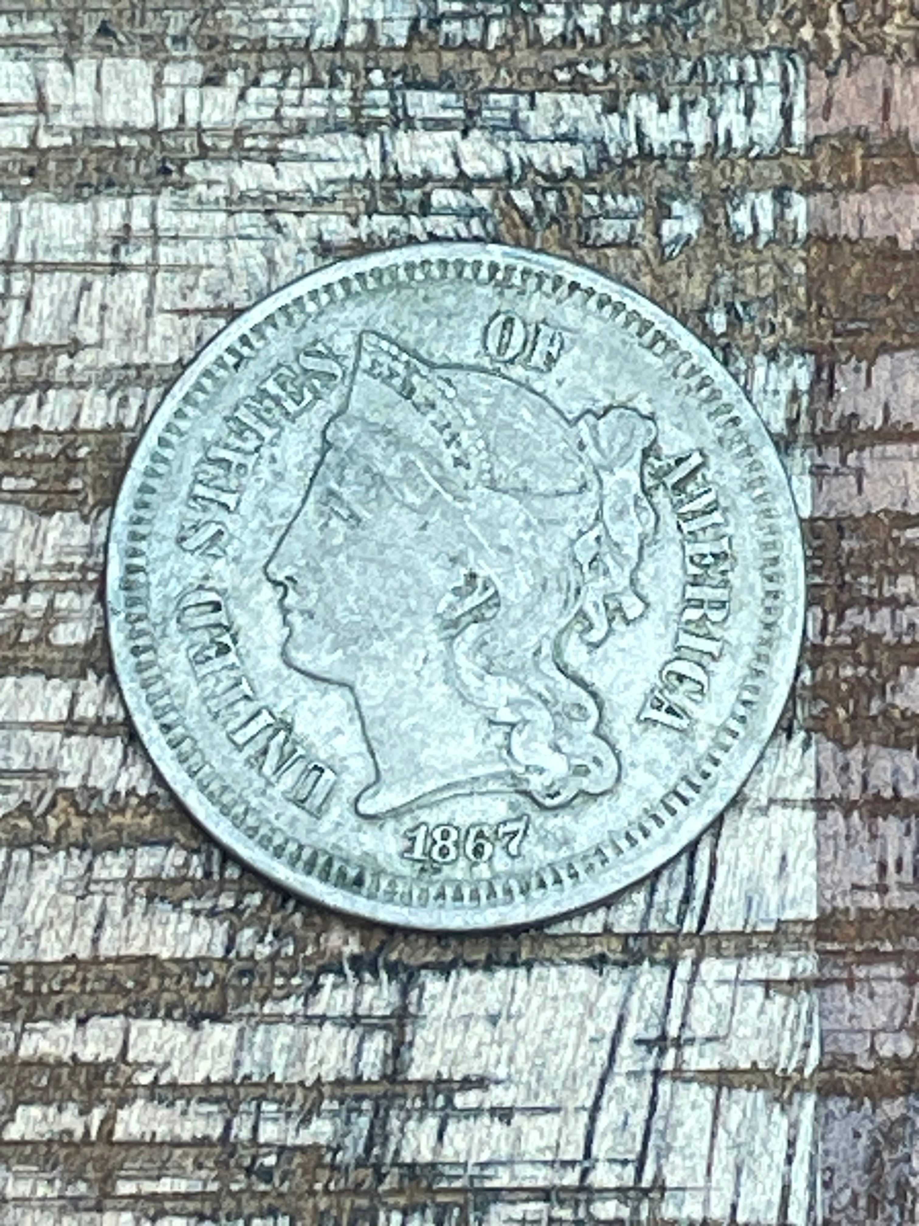 1867 3CN US Three Cent ~ Nickel
