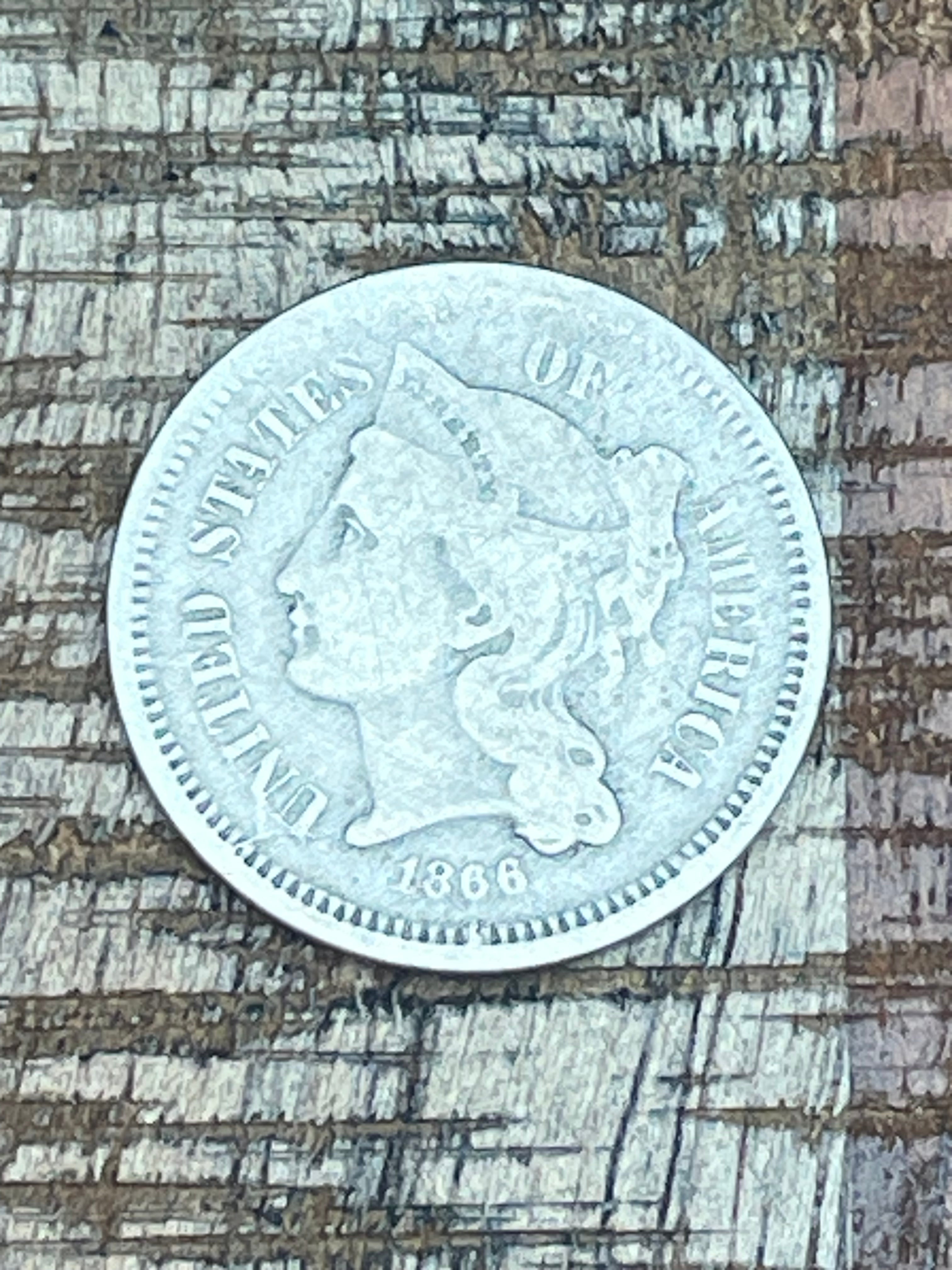 1866 3CN US Three Cent ~ Nickel