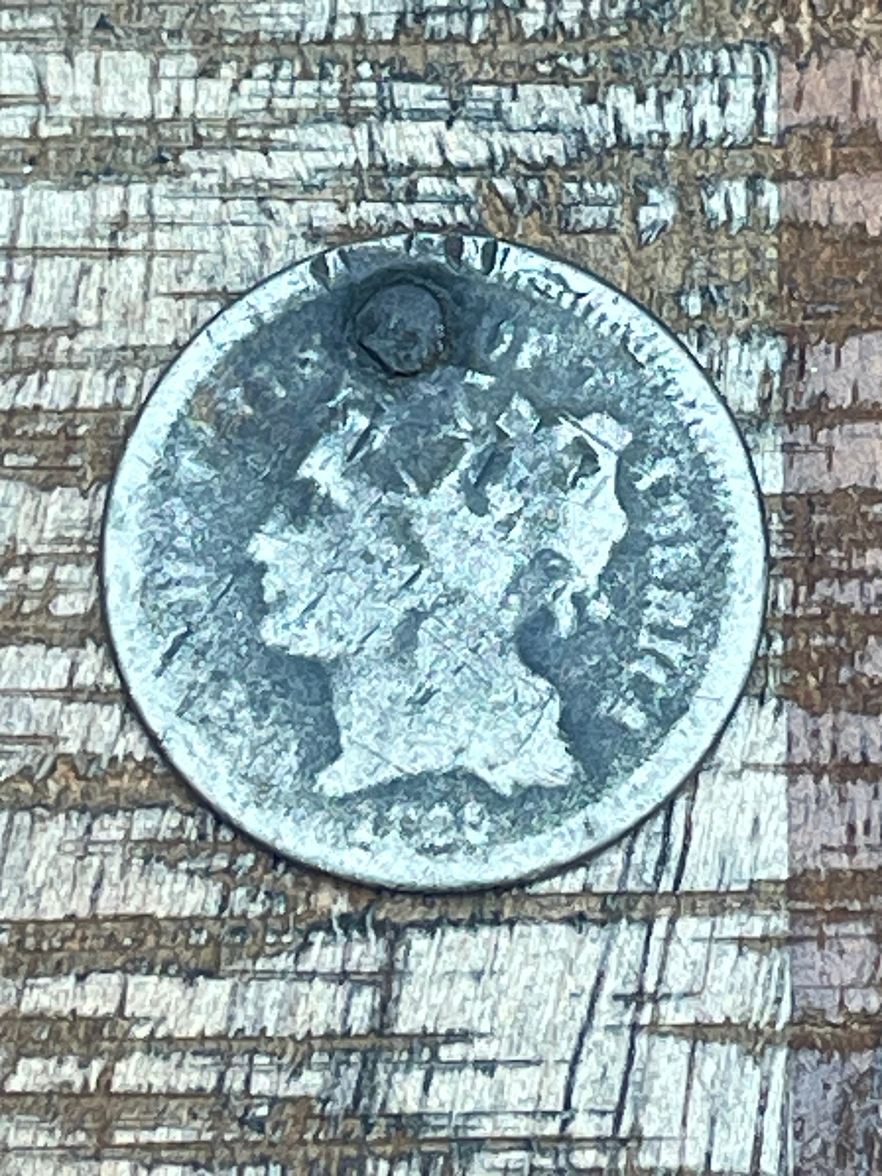 3CN US Three Cent Nickel ~ Date Unknown possibly 1865 ~ Filled hole