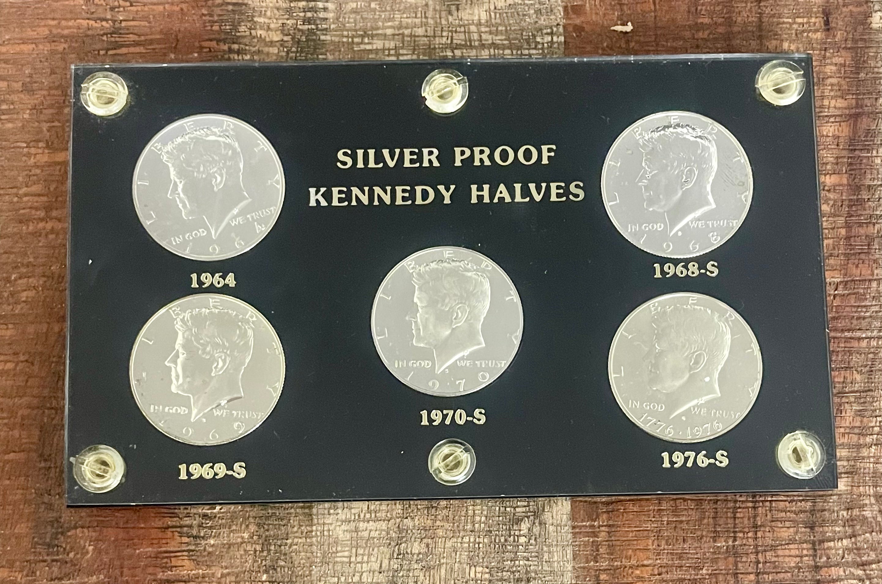 Silver Proof Kennedy Halves ~ Set of 5 ~ Dates Included 1964, 1969-S, 1968-S, 1970-S, & 1976-S
