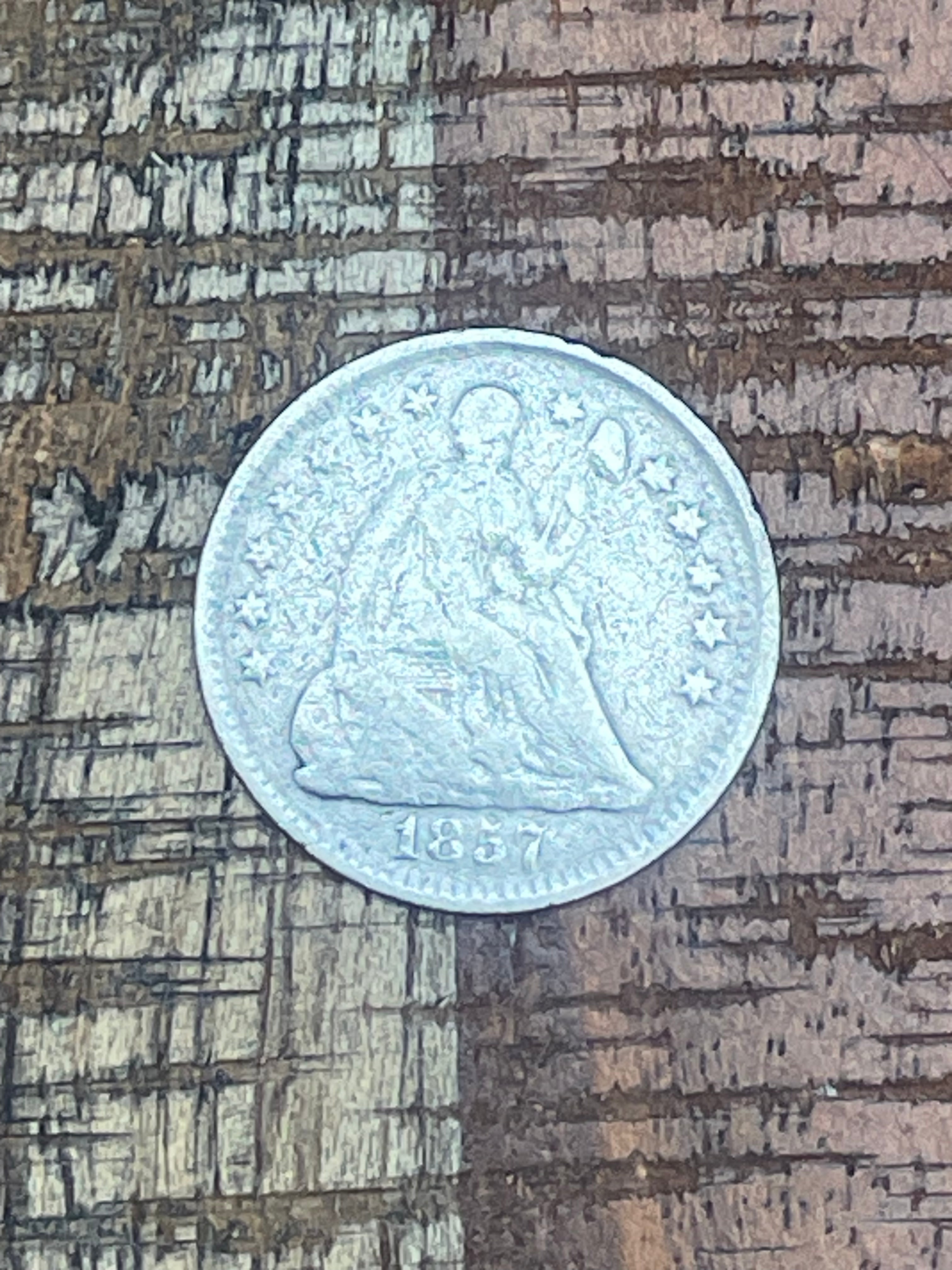 1857 H10C US Seated Liberty Half Dime