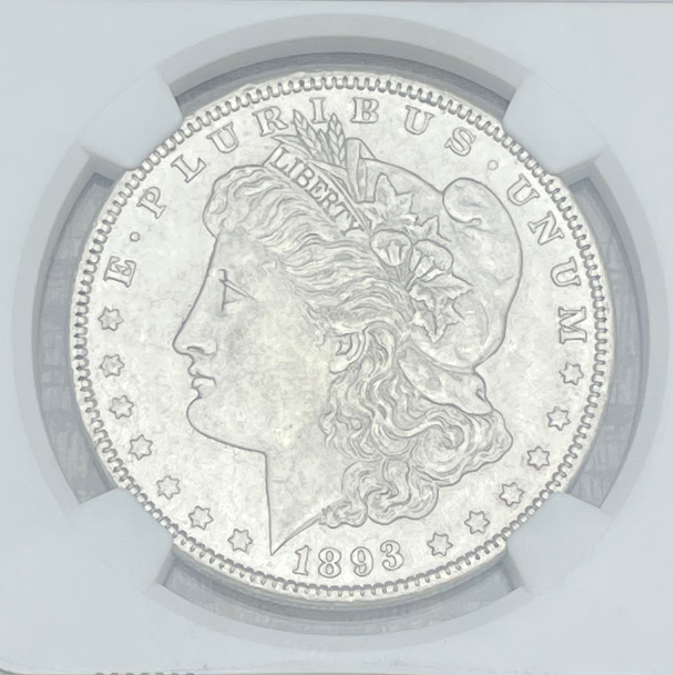 1893 $1 US Morgan Silver Dollar NGC AU53