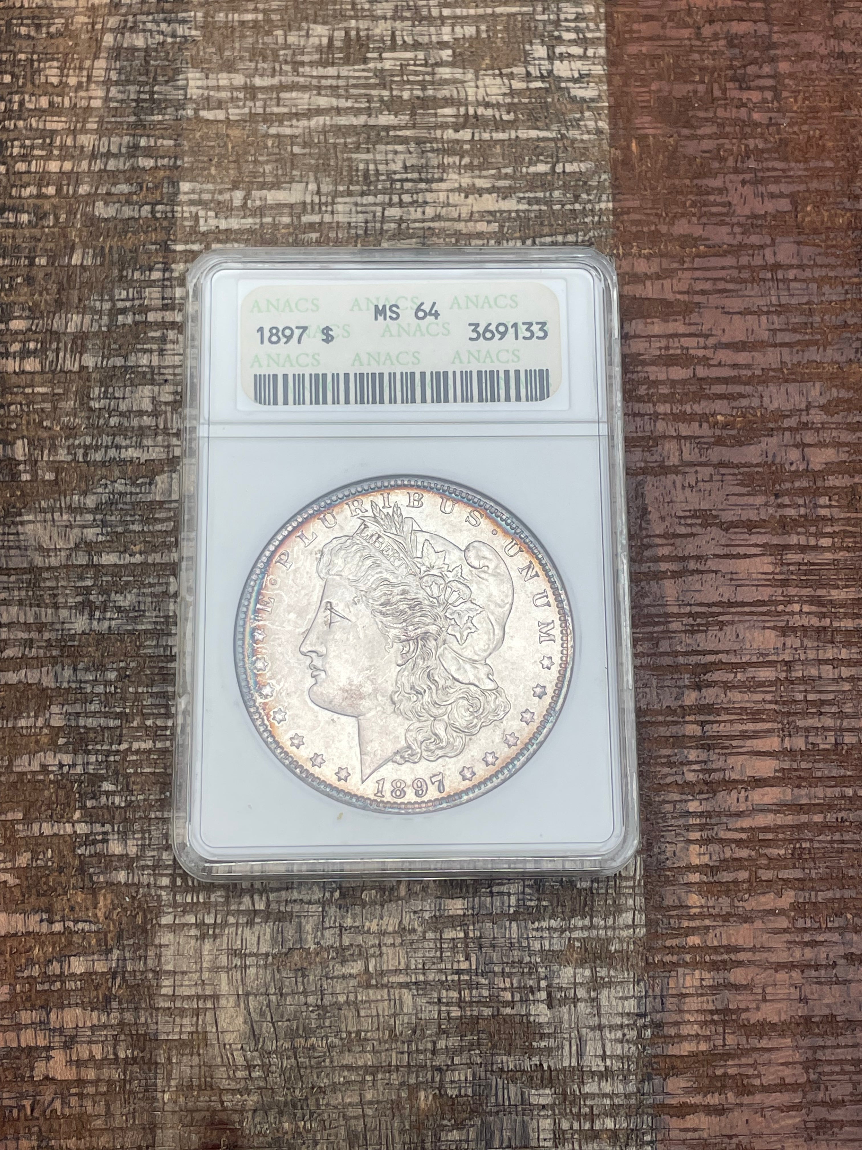 1897 $1 US Morgan Silver Dollar ANACS MS64