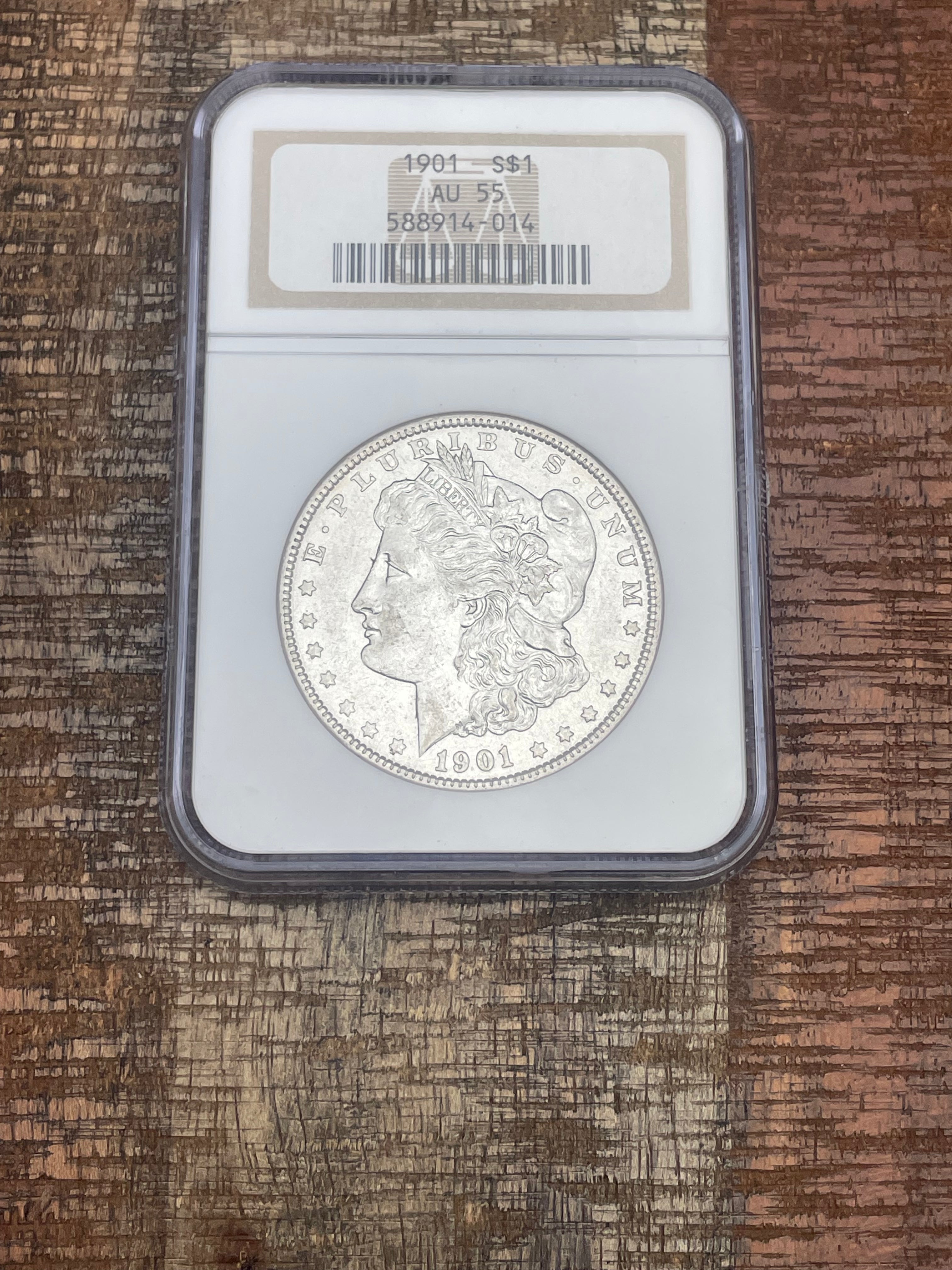 1901 $1 US Morgan Silver Dollar NGC AU55
