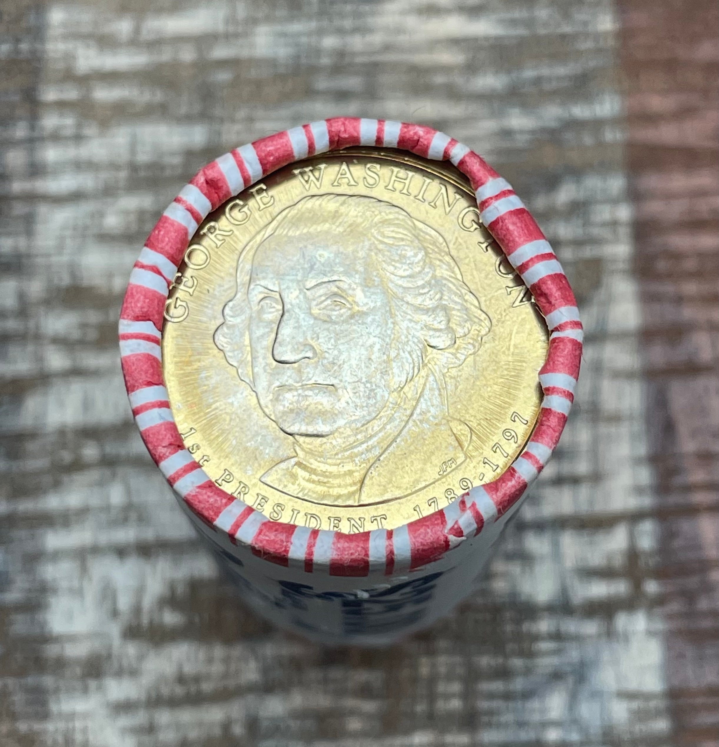 2007 $1 US Presidential Dollar Bank Roll ~ George Washington ~ Set of 25