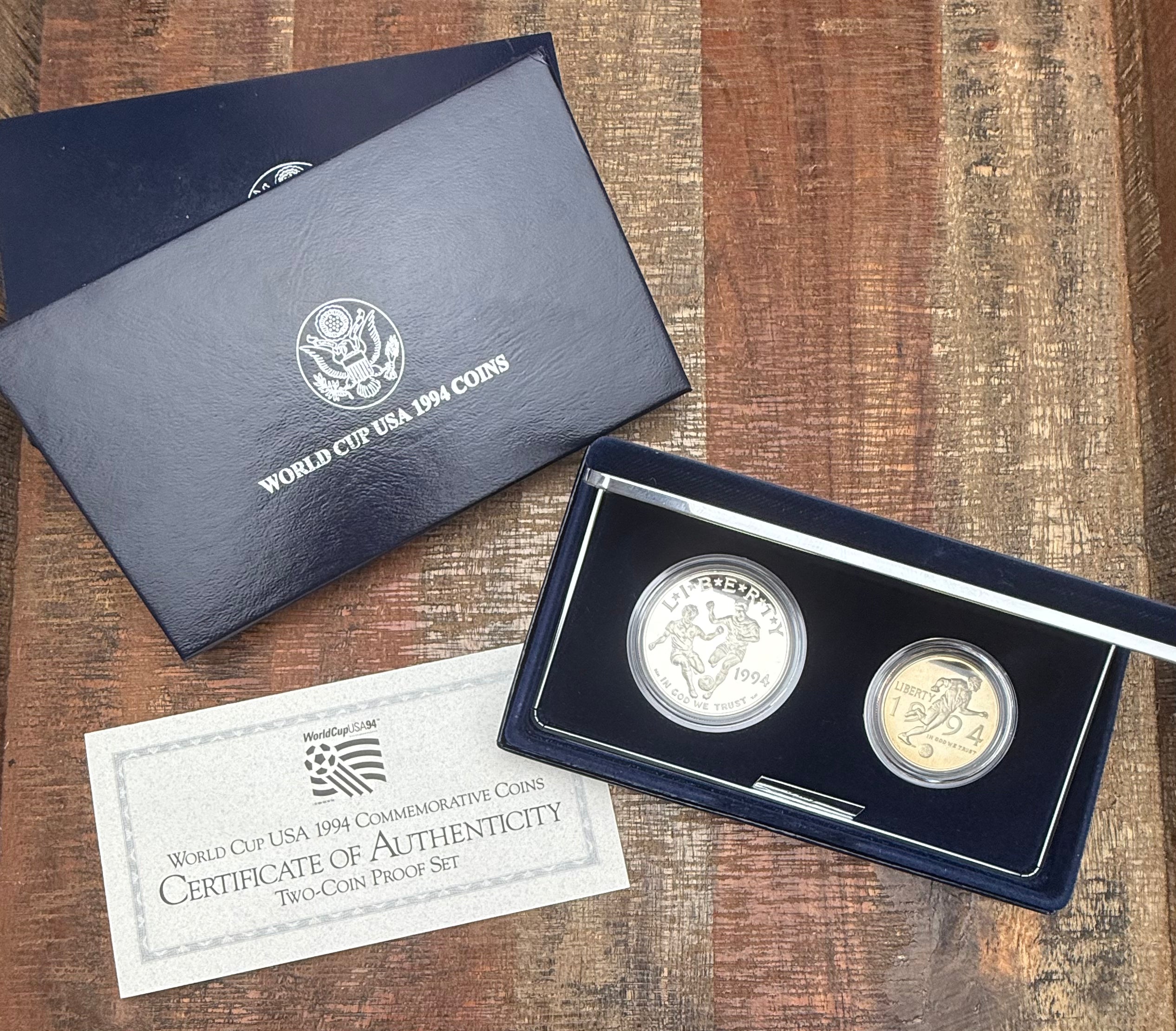 1994 World Cup USA Commemorative Coins~Two Coin Proof Set