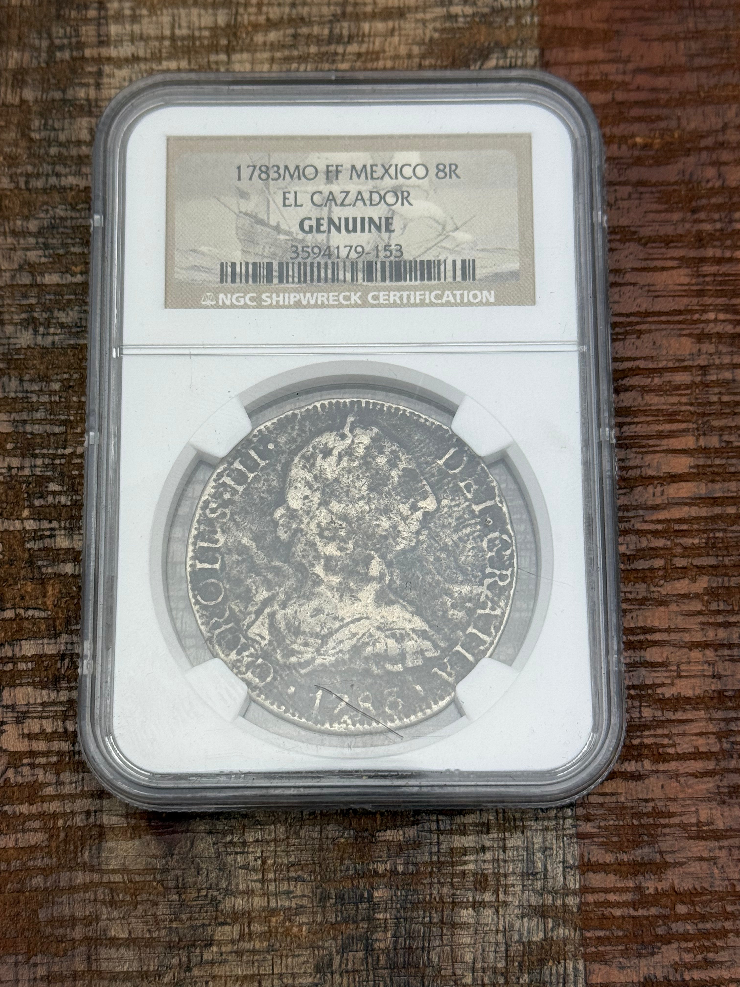 1783MO FF Mexico 8 Reales NGC Certified Genuine ~ Cazador Shipwreck