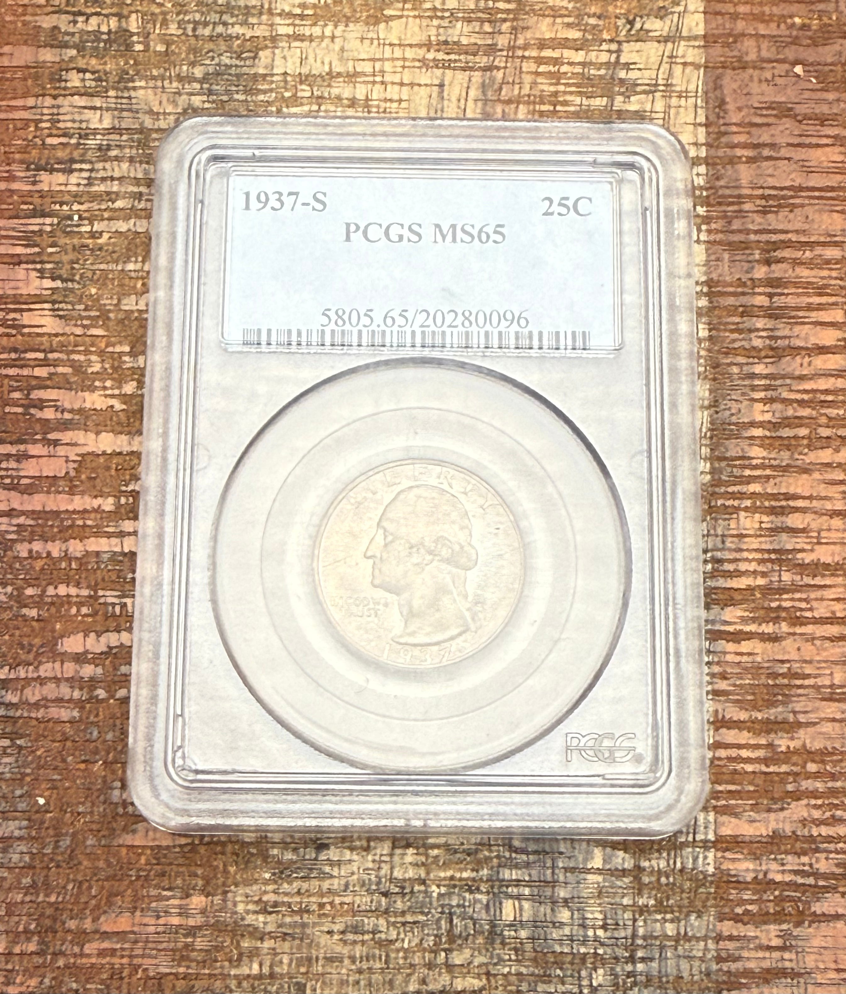 1937-S 25C US Washington Quarter  ~ PCGS MS65