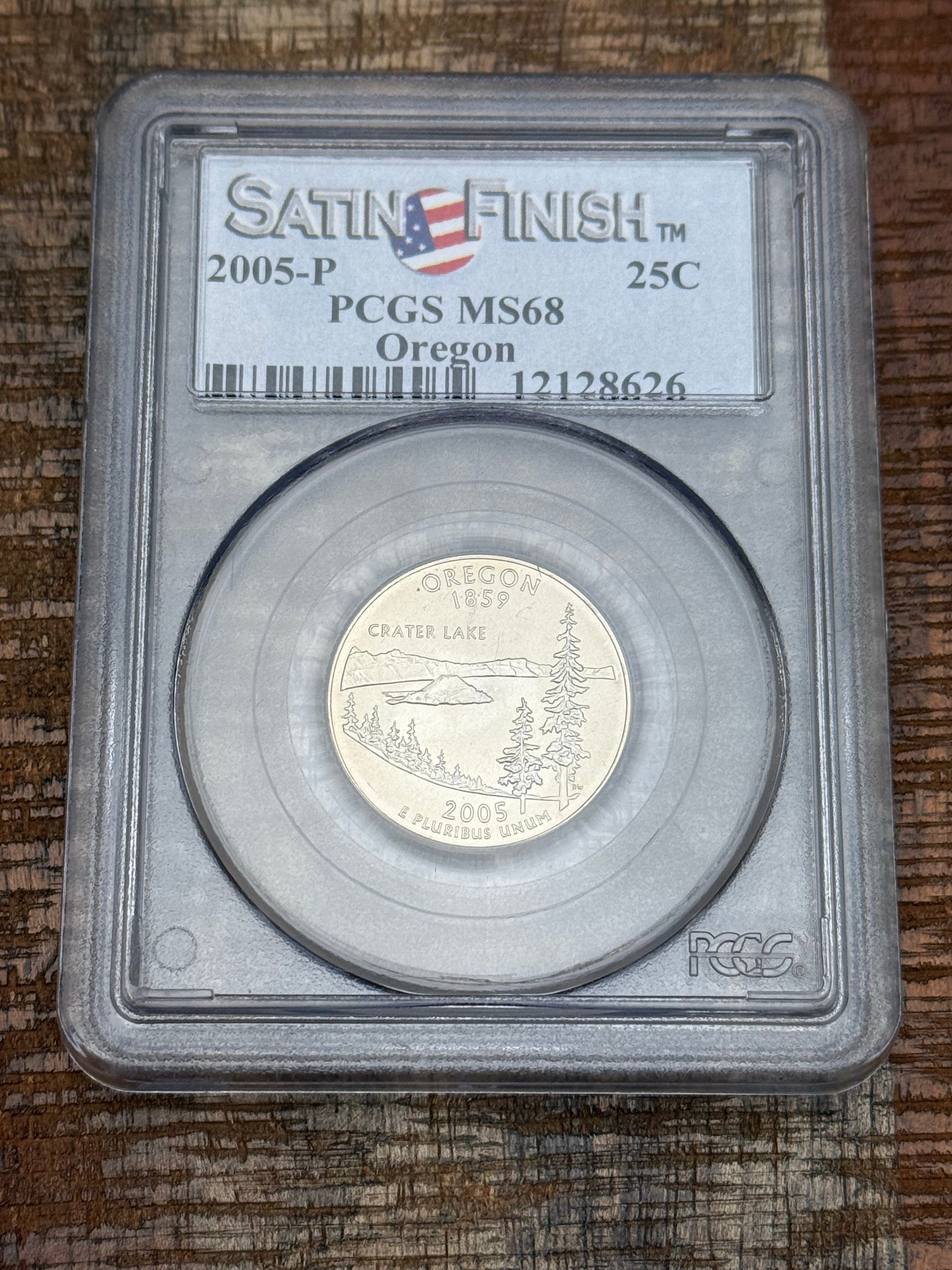 2005-P US 25c Oregon State Quarter ~ PCGS MS68 ~ Satin Finish