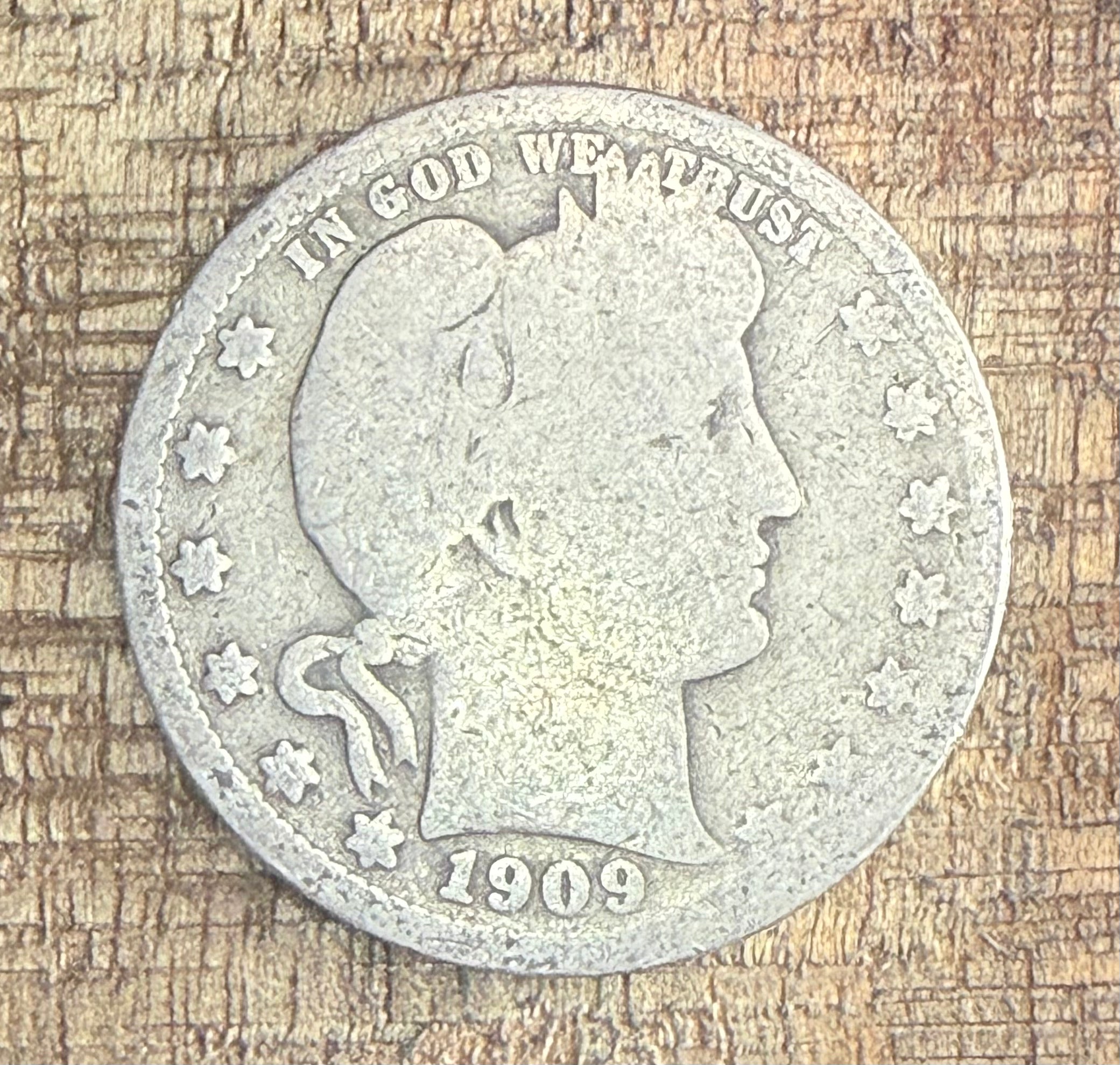 1909 25C US Barber Quarter