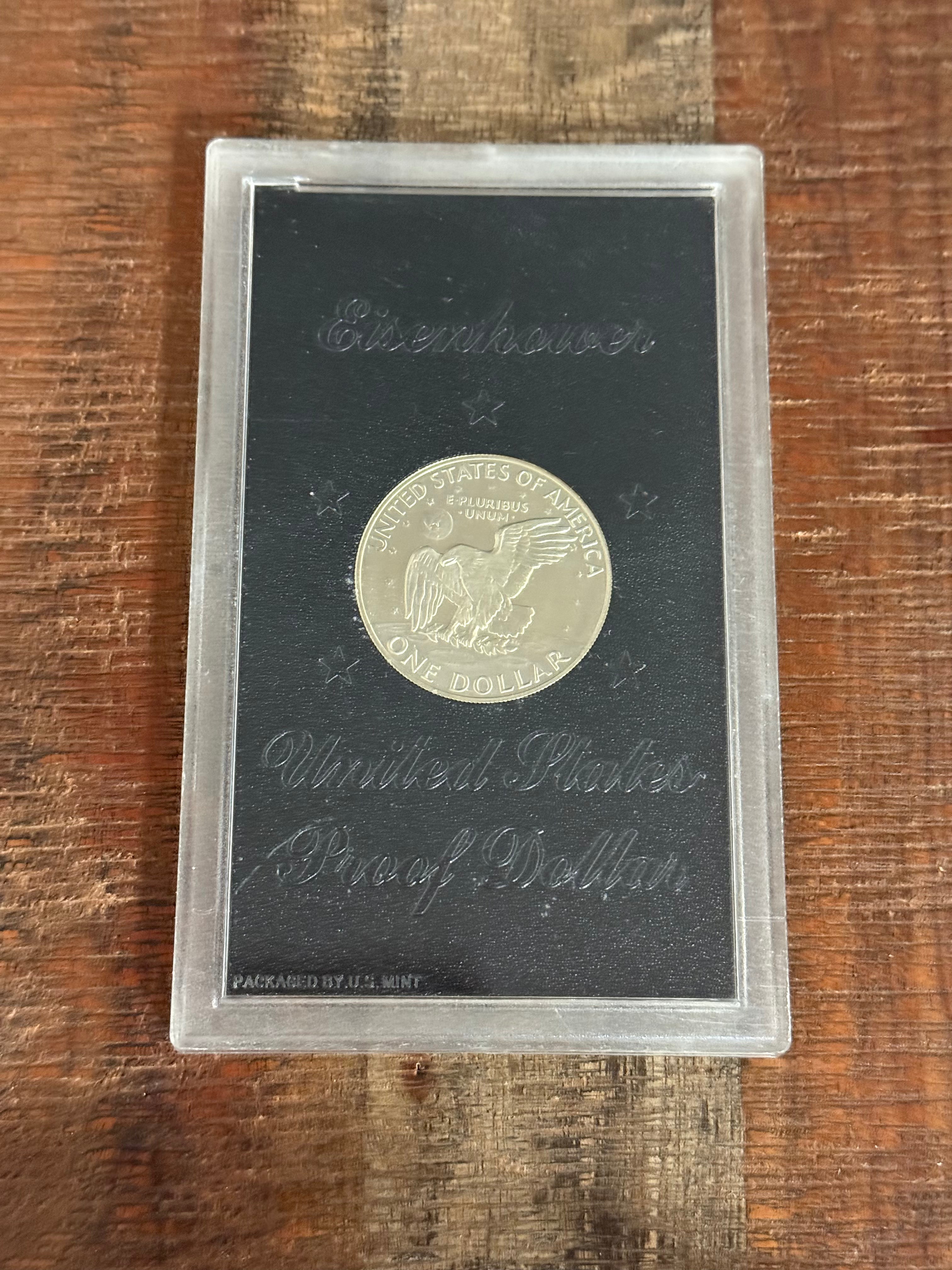 1973-S $1 US Eisenhower Proof Dollar 40% Silver ~ Brown Ike ~ No Box No COA