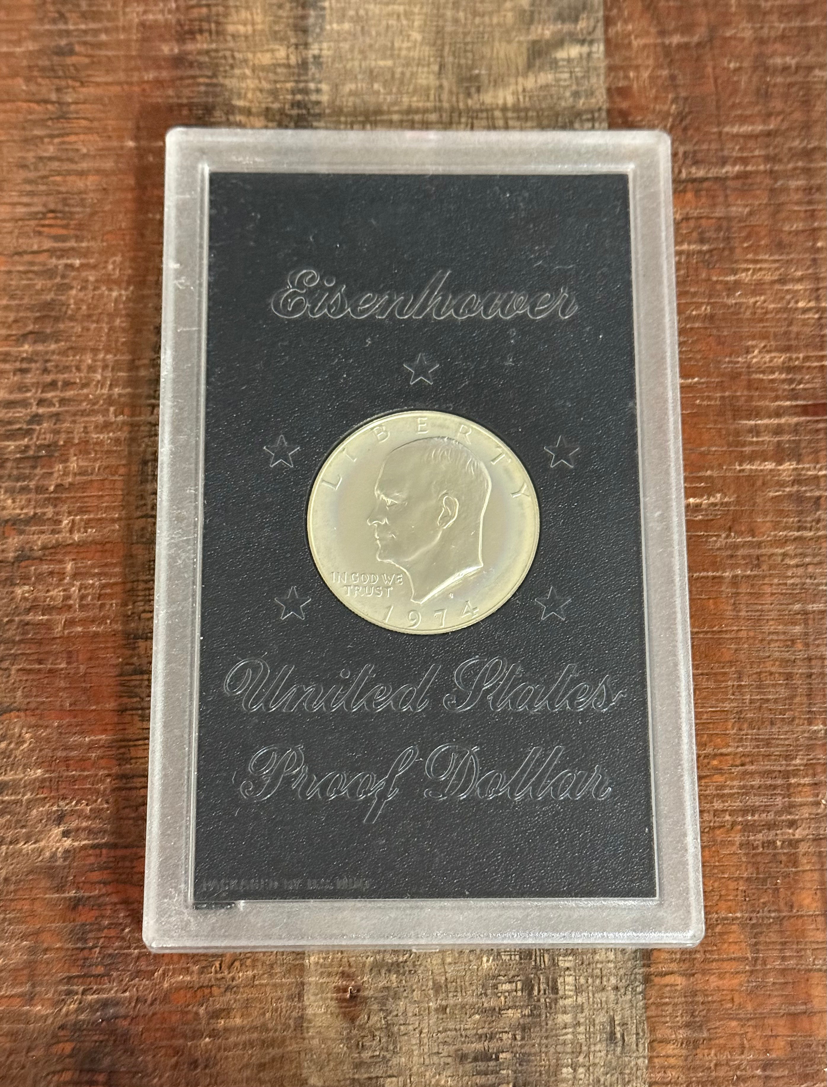 1974-S $1 US Eisenhower Proof Dollar 40% Silver ~ Brown Ike ~ No Box No COA