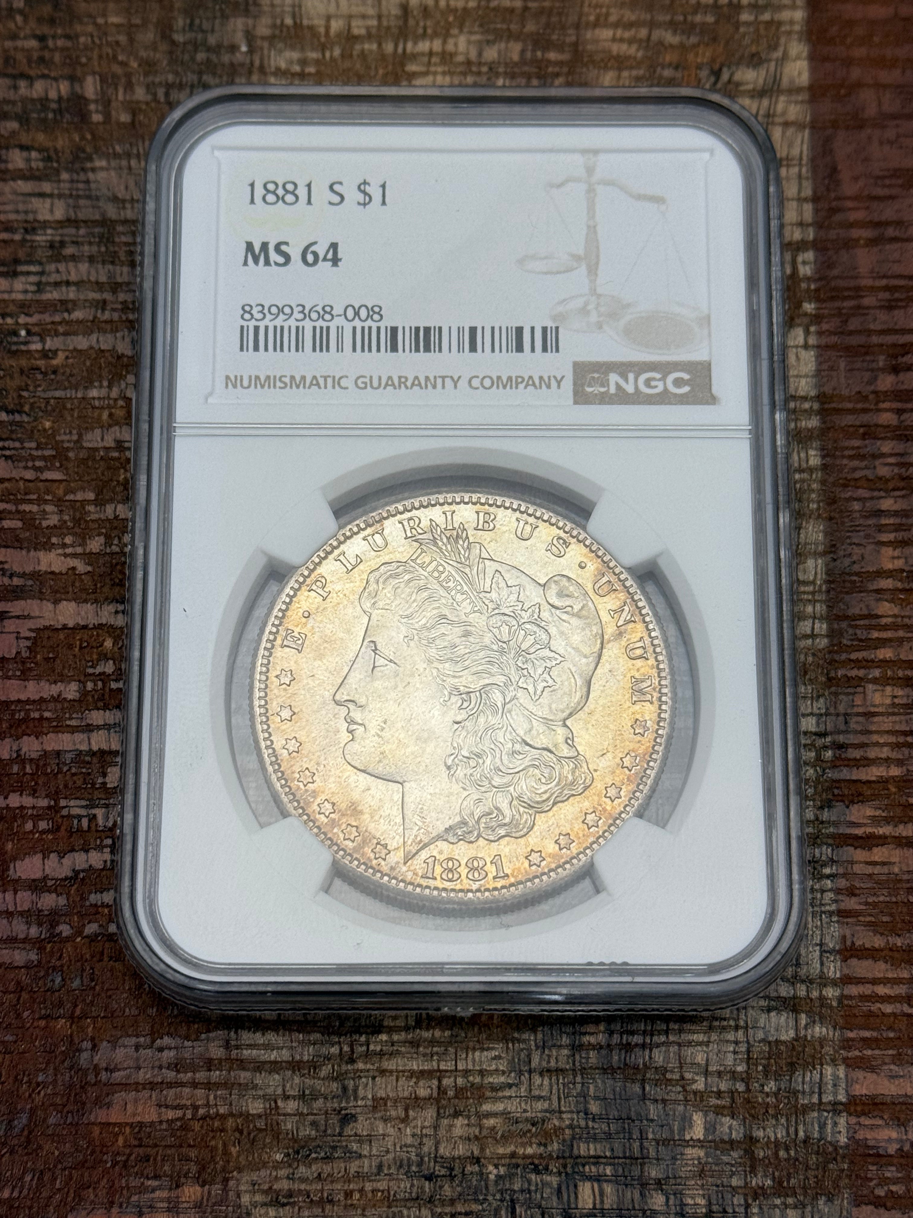 1881-S $1 US Silver Morgan Dollar NGC MS64