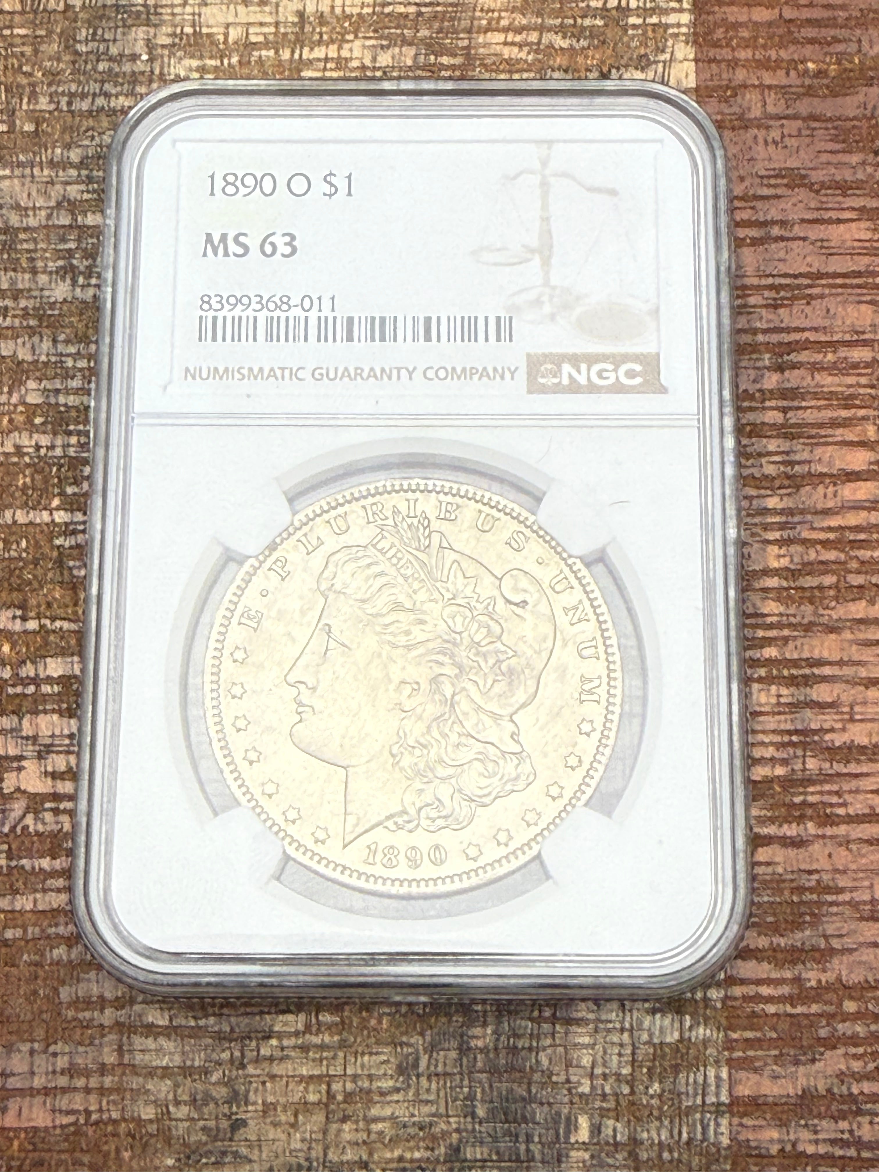 1890-O $1 US Morgan Silver Dollar NGC MS63