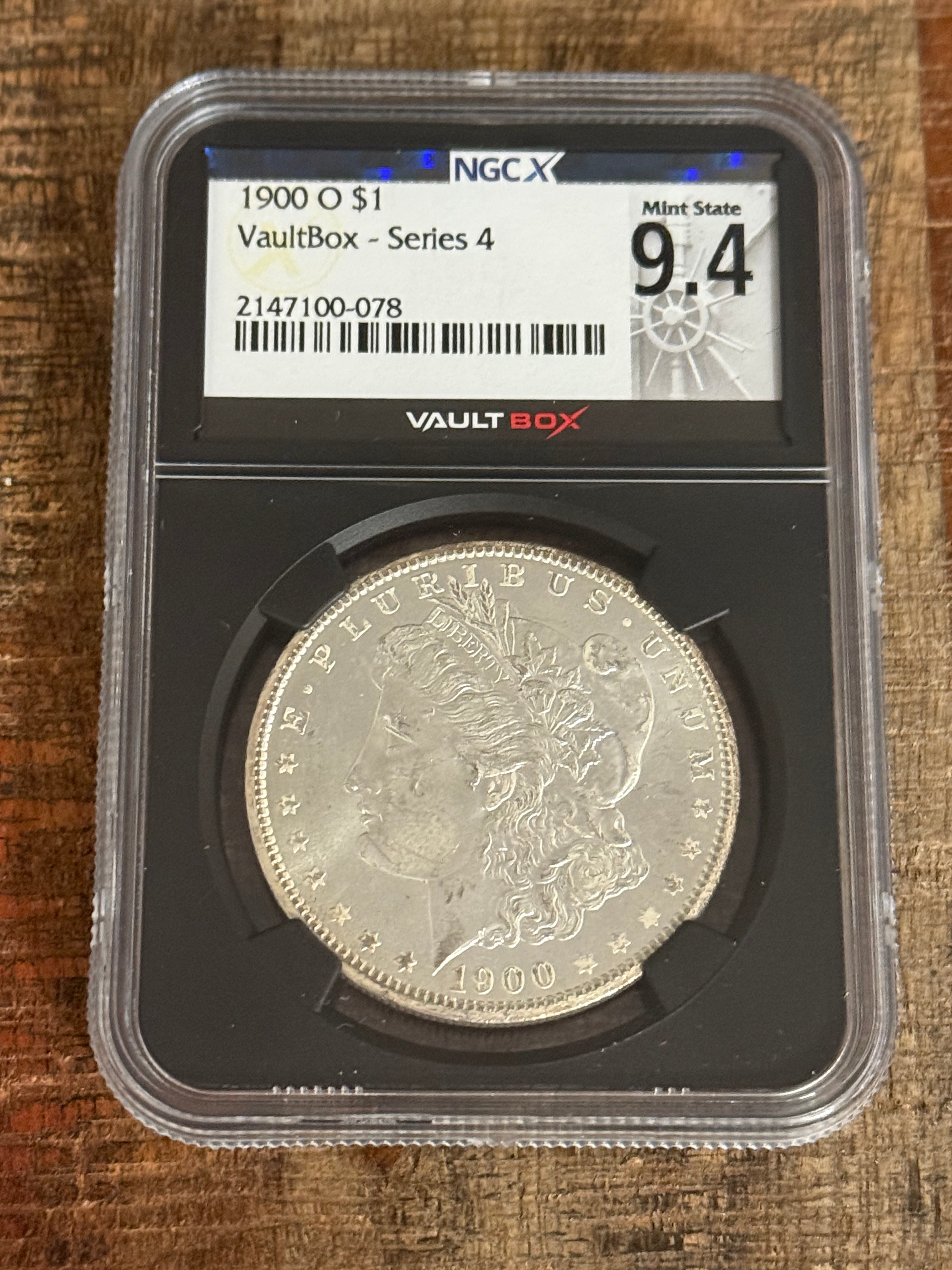 1900-O $1 Morgan Silver Dollar ~ ValutBox Series 4 ~ NGCX Mint State 9.4