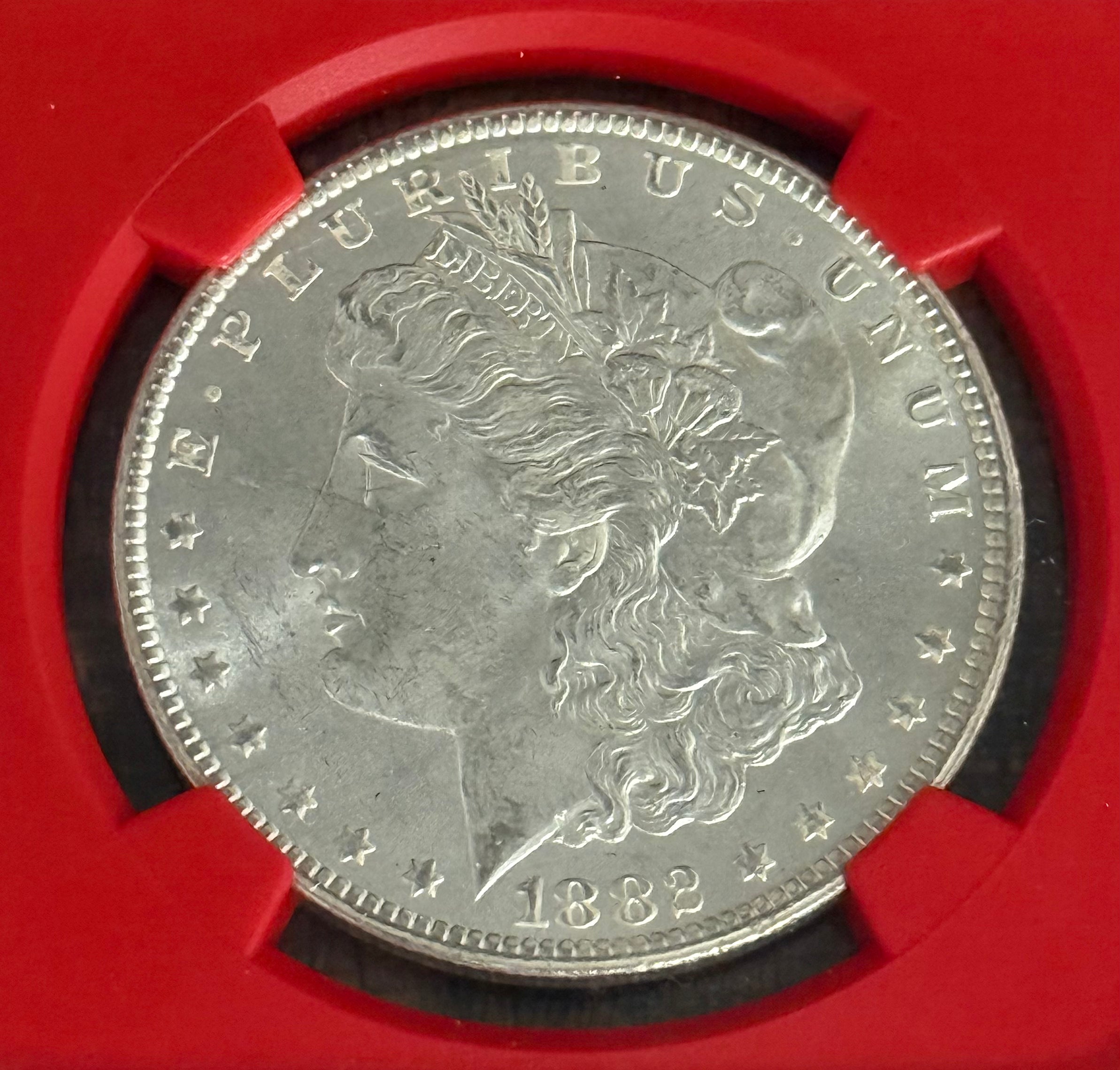 1882 CC $1 Morgan Silver Dollar ~ VaultBox-Series 4 NGCX Mint State 9.3