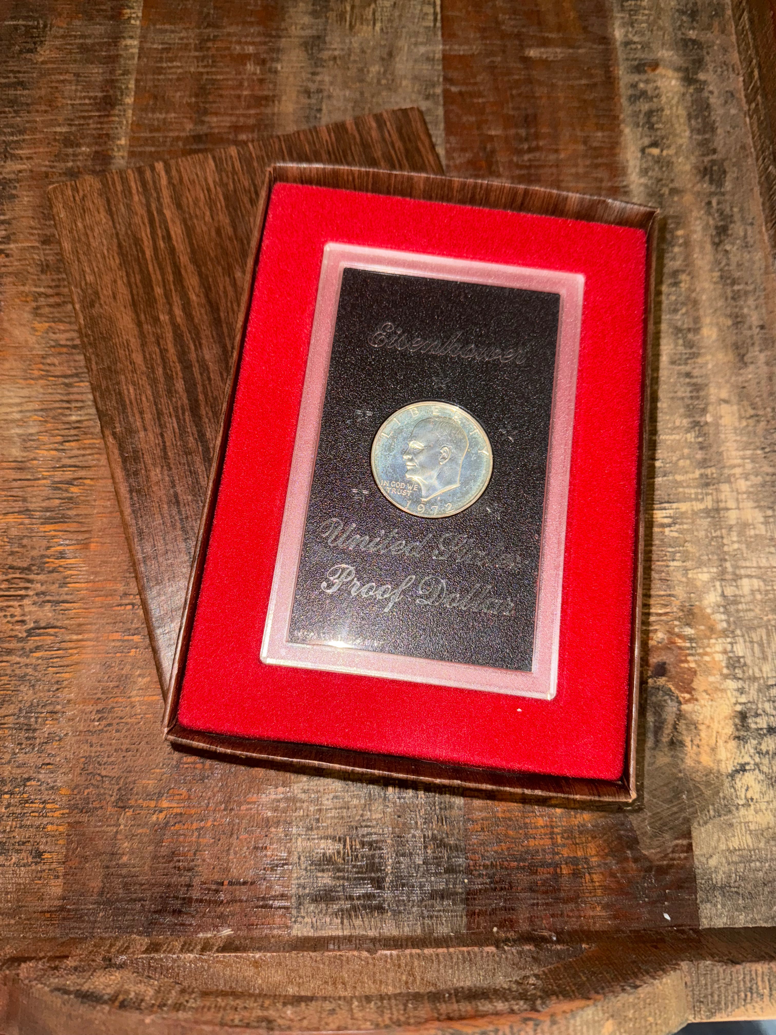 1972-S $1 US Eisenhower Proof Dollar 40% Silver ~ Brown Ike ~ OGP