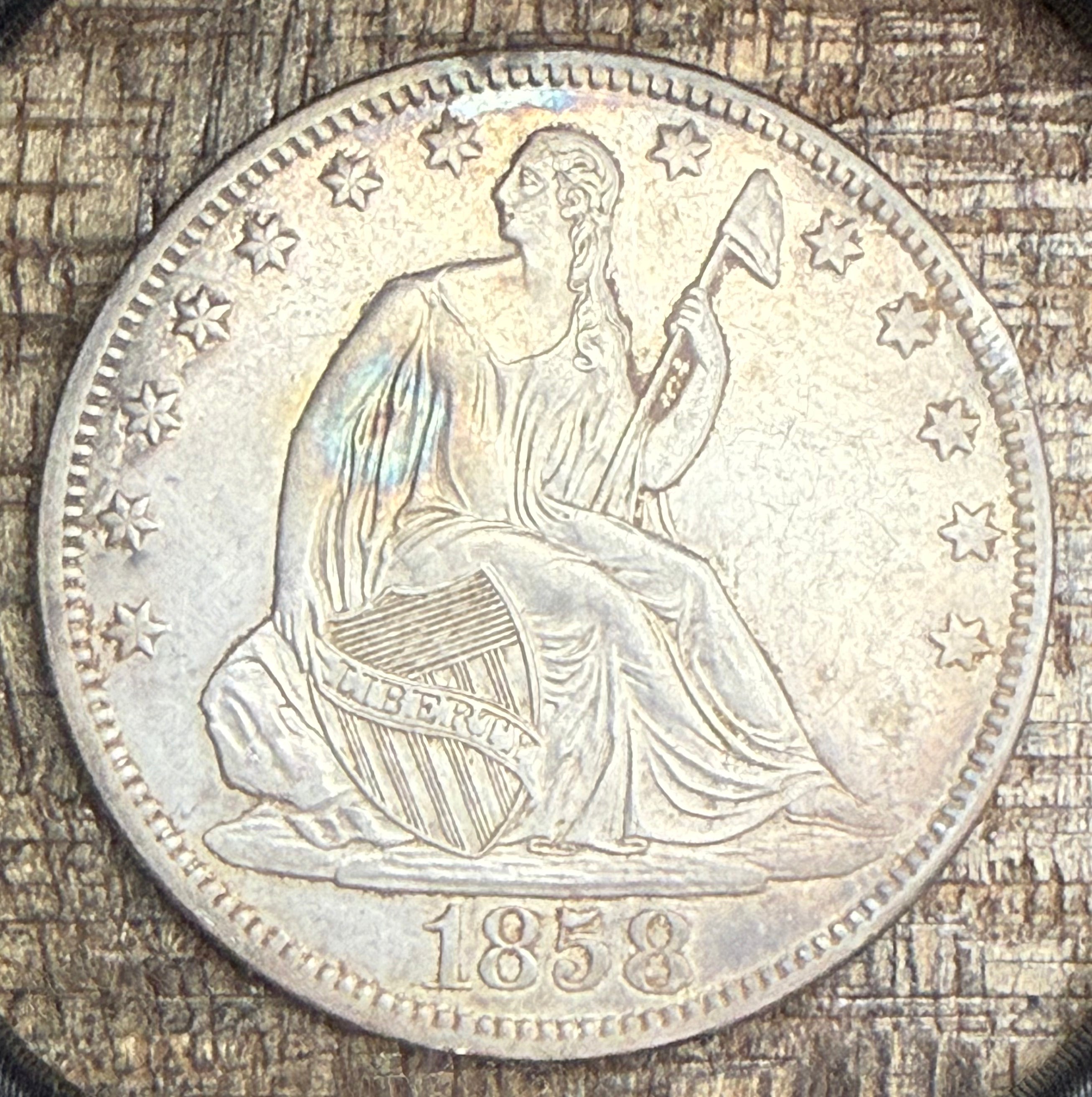 1858-O 50C US Seated Liberty Half Dollar