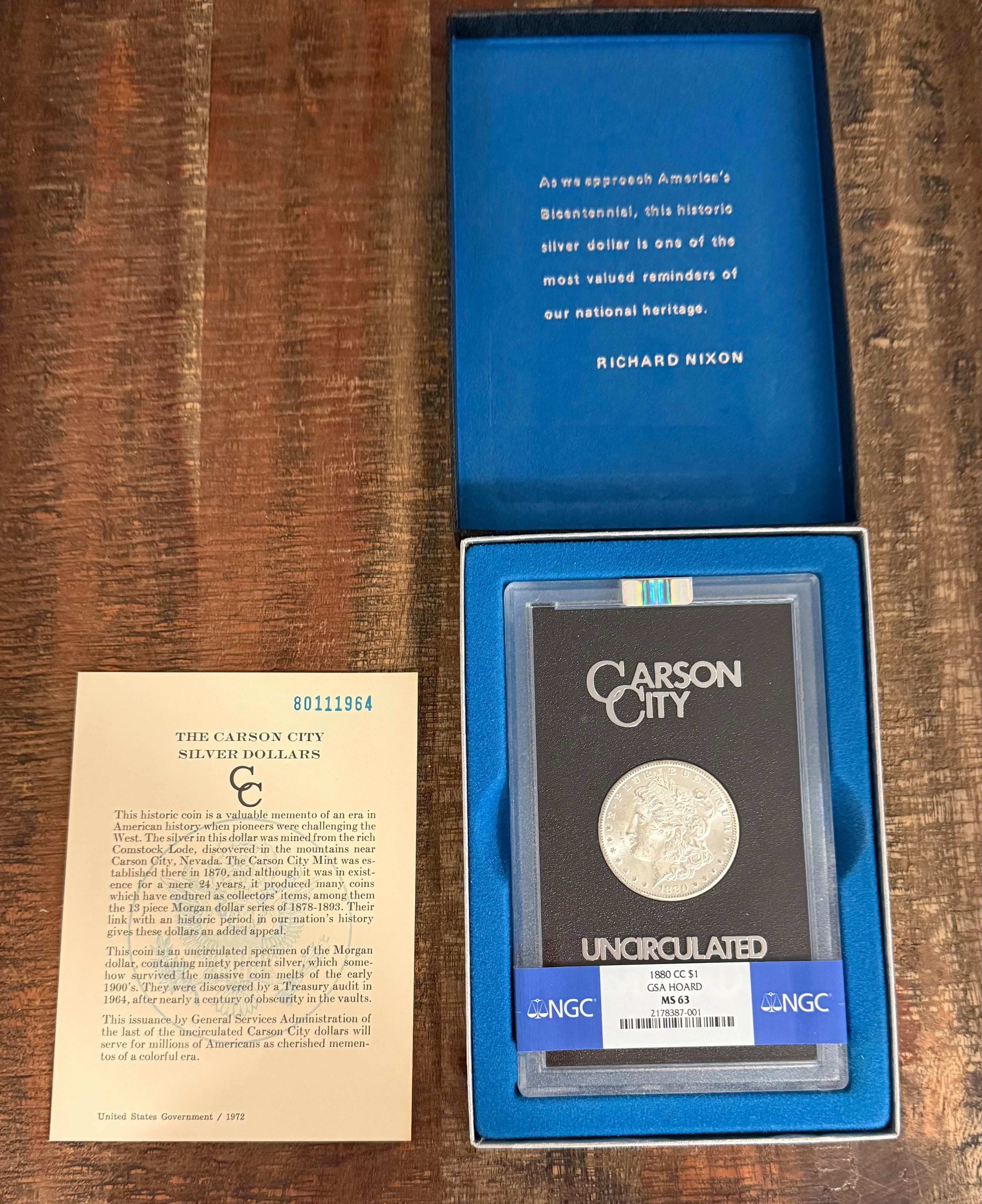 1880-CC $1 US Morgan Silver Dollar GSA Carson City ~ NGC MS63