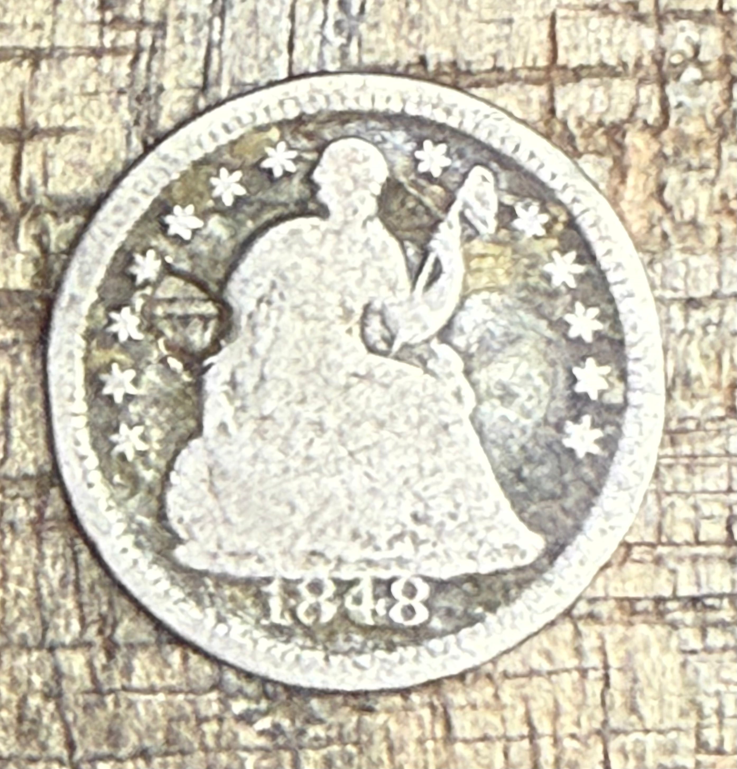 1848-O H10C US Seated Liberty Half Dime~Holed