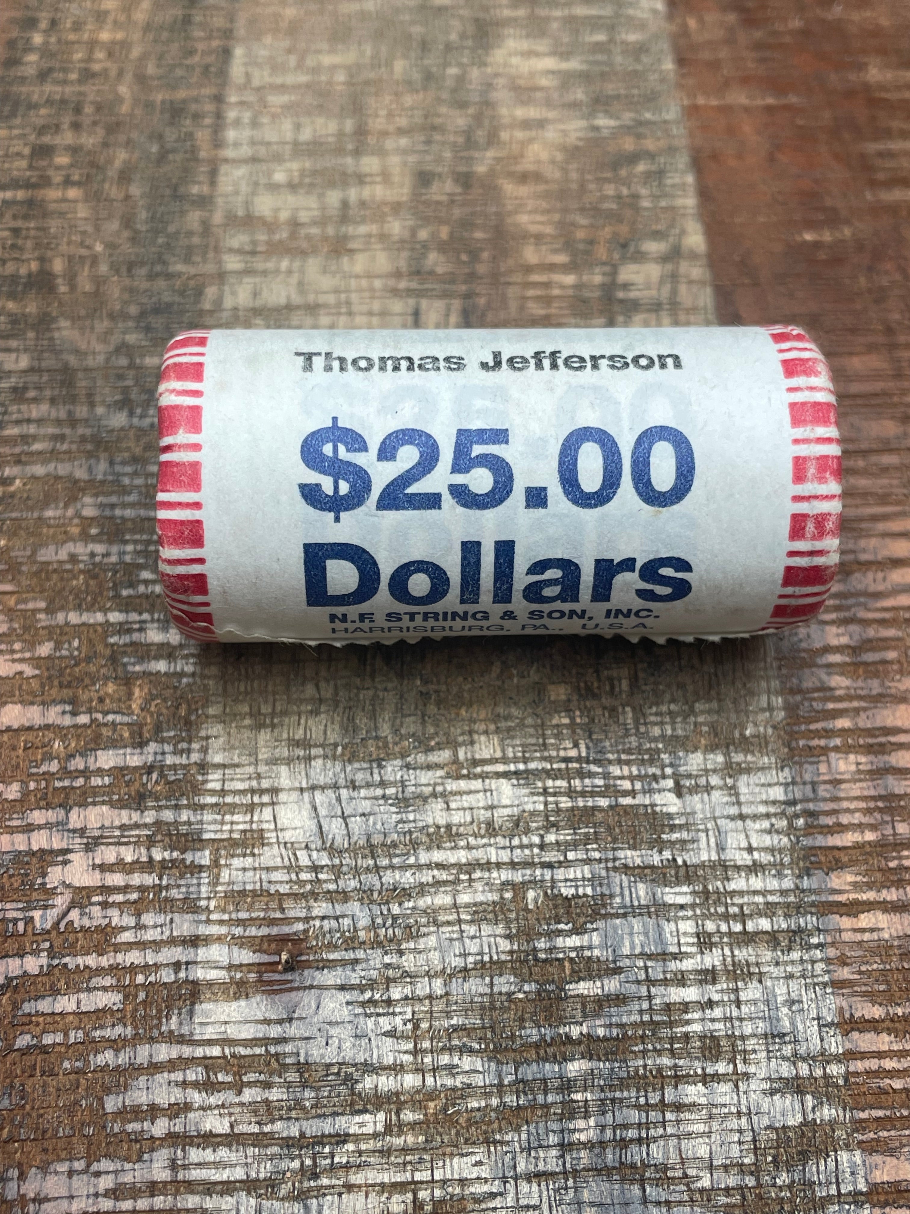 2007 $1 US Presidential Dollar Bank Roll ~ Thomas Jefferson ~ Set of 25