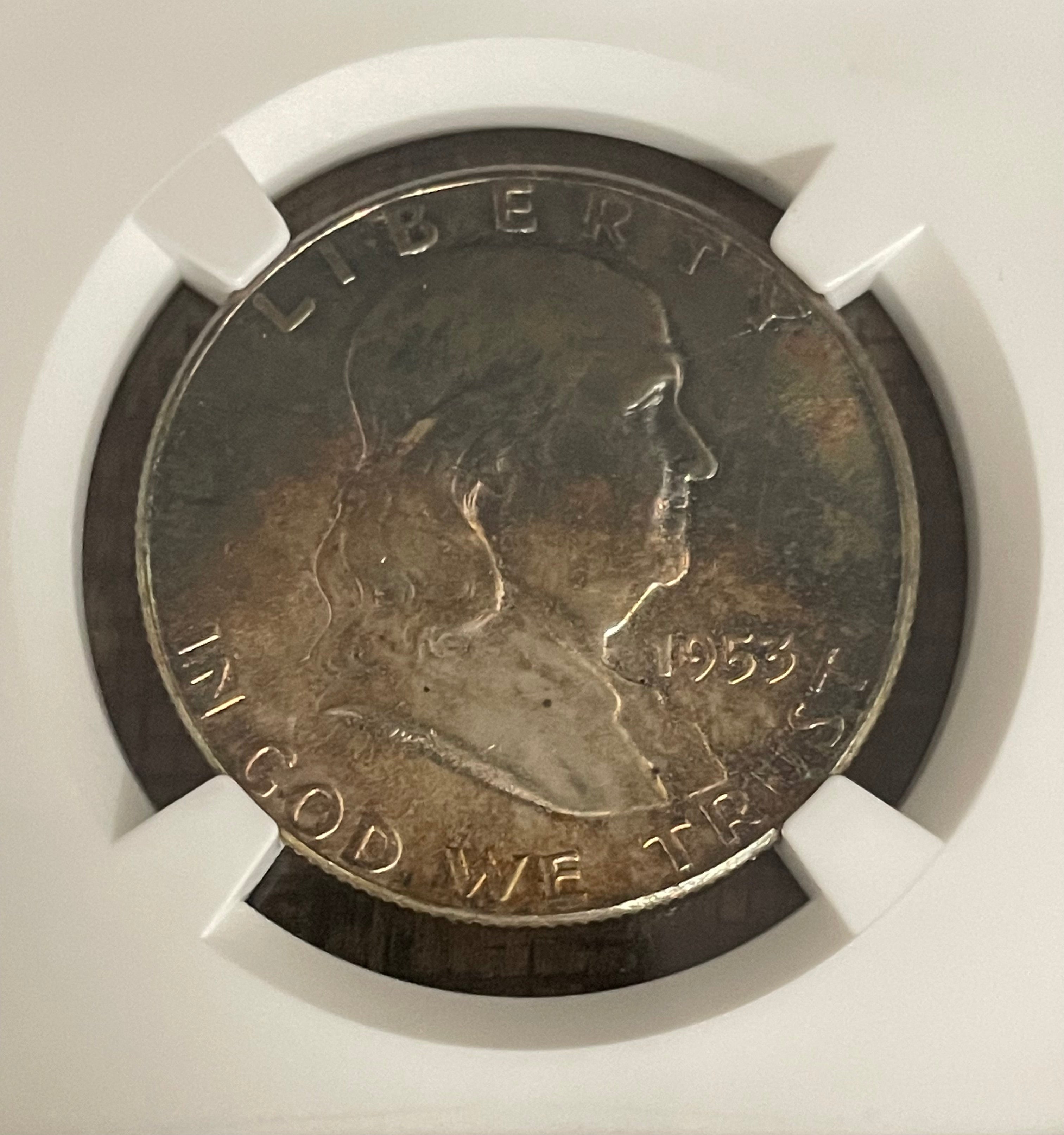 1953 50C US Franklin Half Dollar ~ NGC UNC Details ~ Scratches