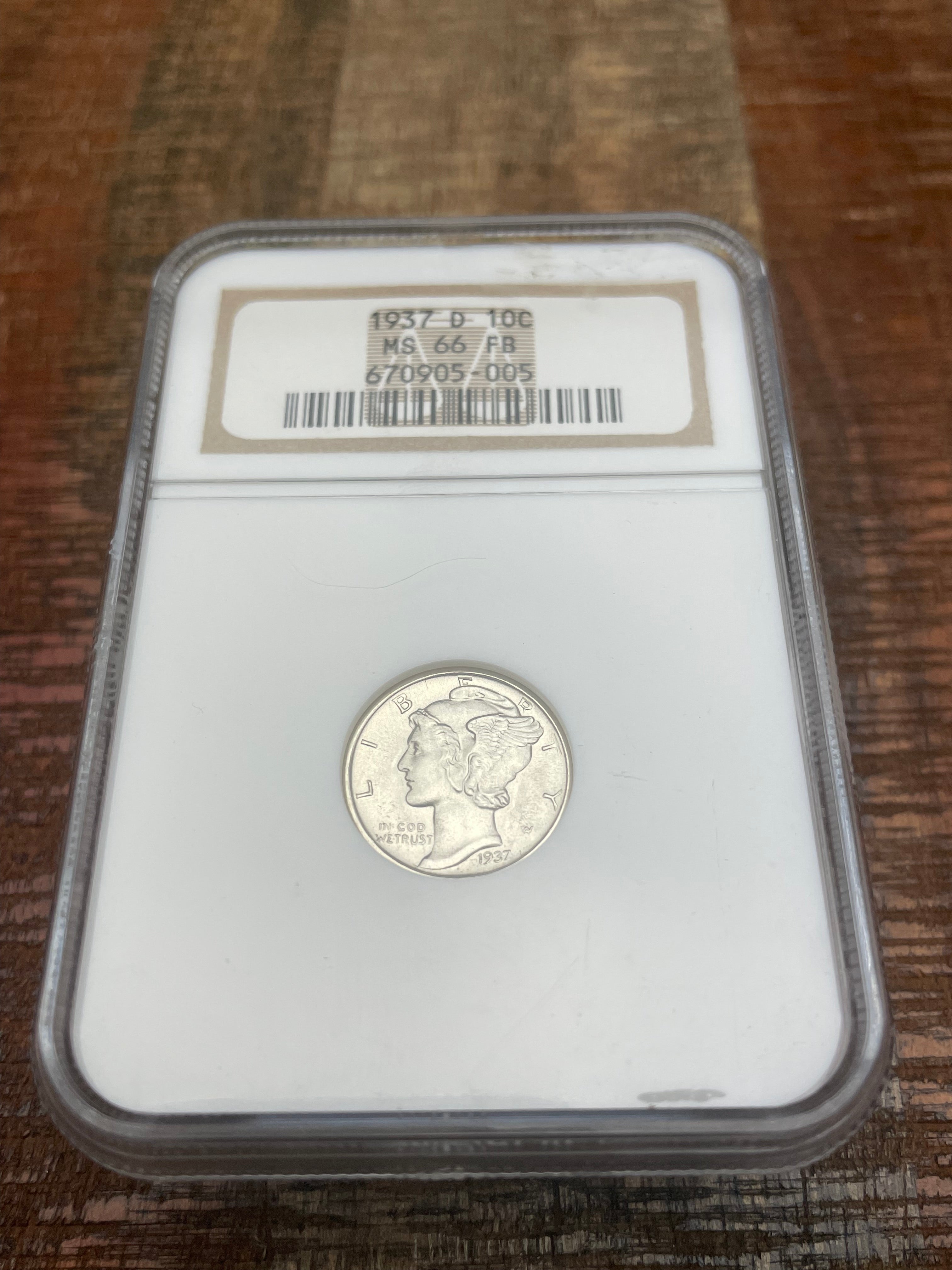 1937 D 10C Mercury Dime ~ NGC MS66 FB
