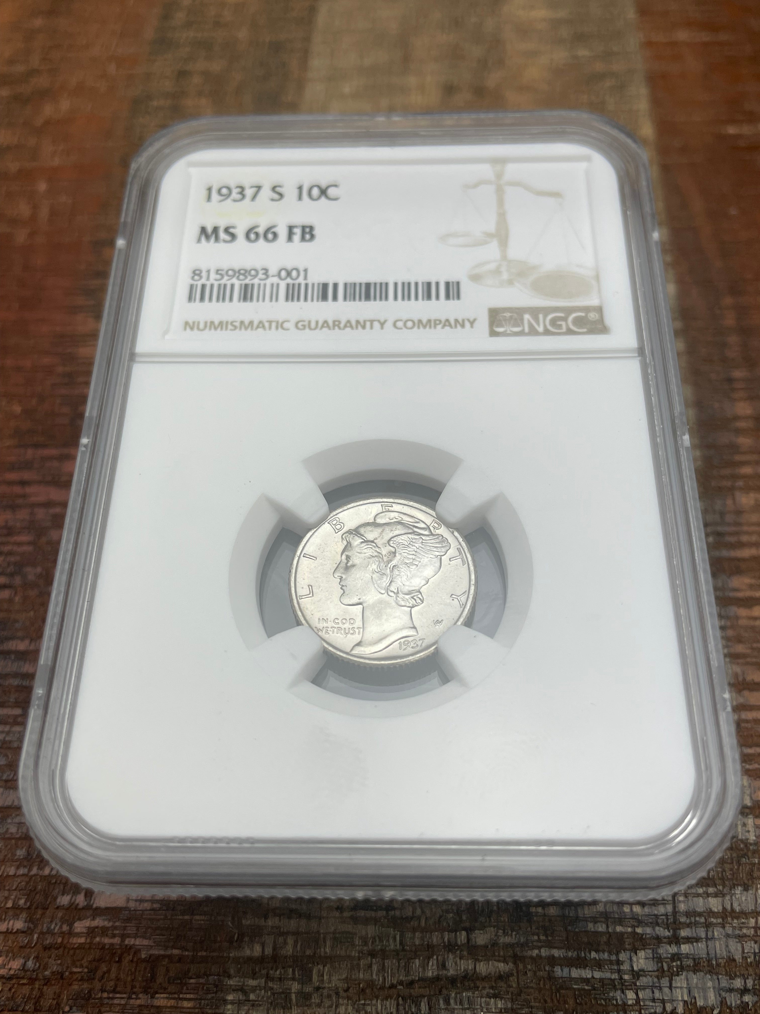 1937 S 10C Mercury Dime ~ NGC MS66 FB