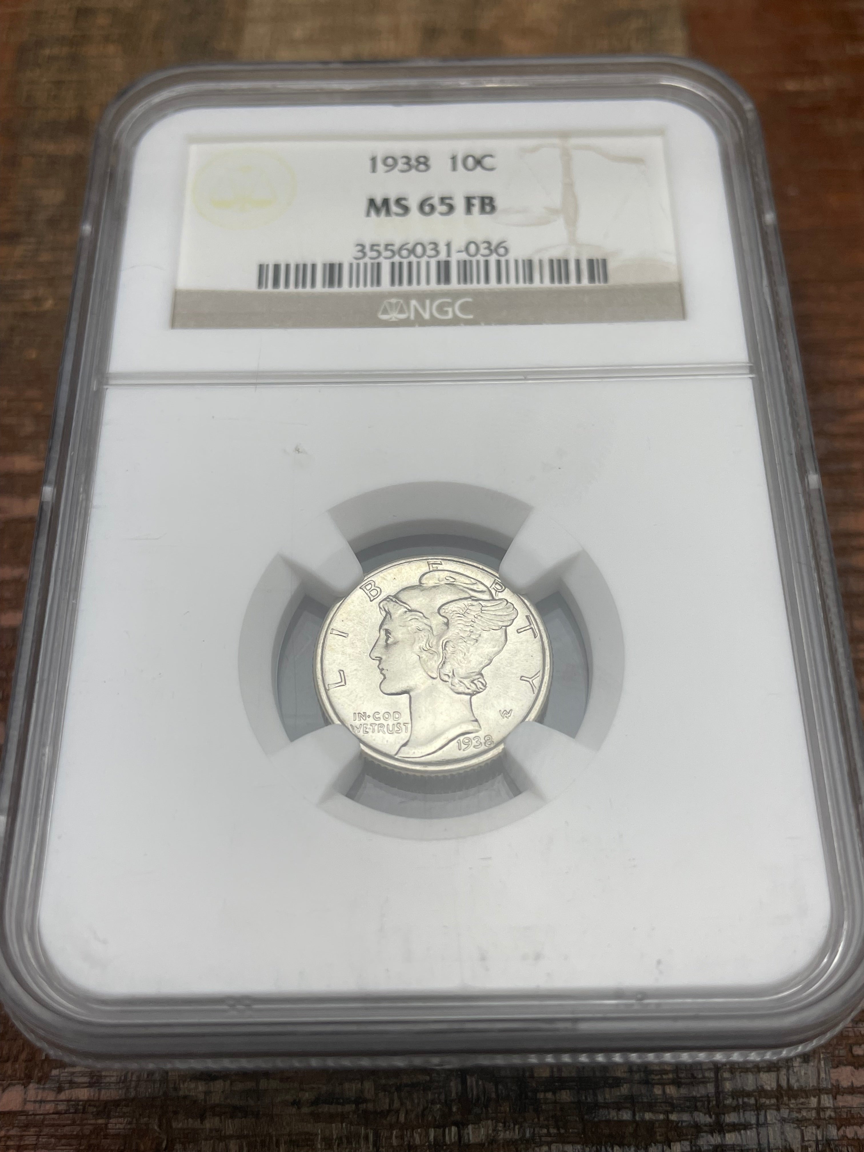 1938 10C Mercury Dime ~ NGC MS65 FB