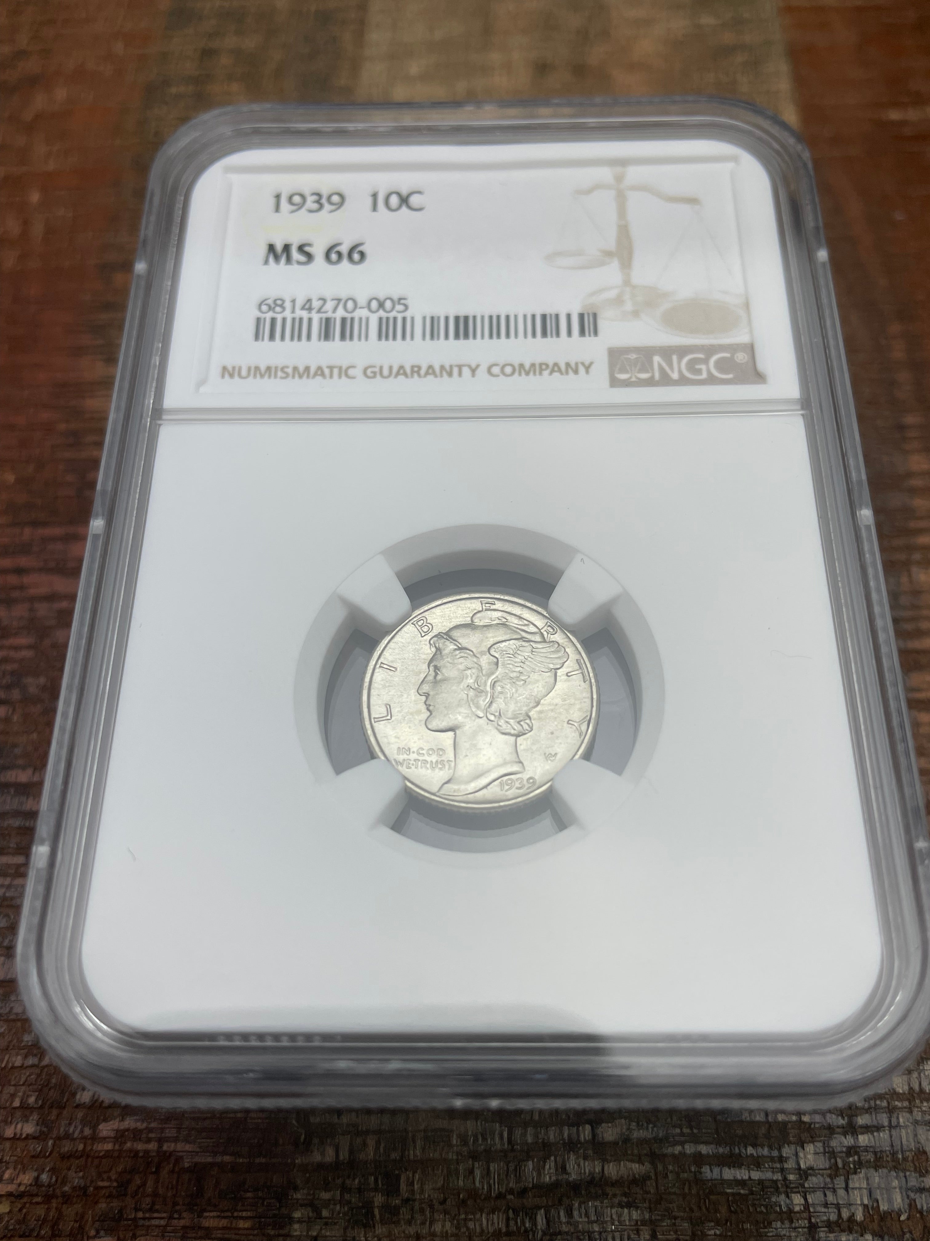1939 10C Mercury Dime ~ NGC MS66