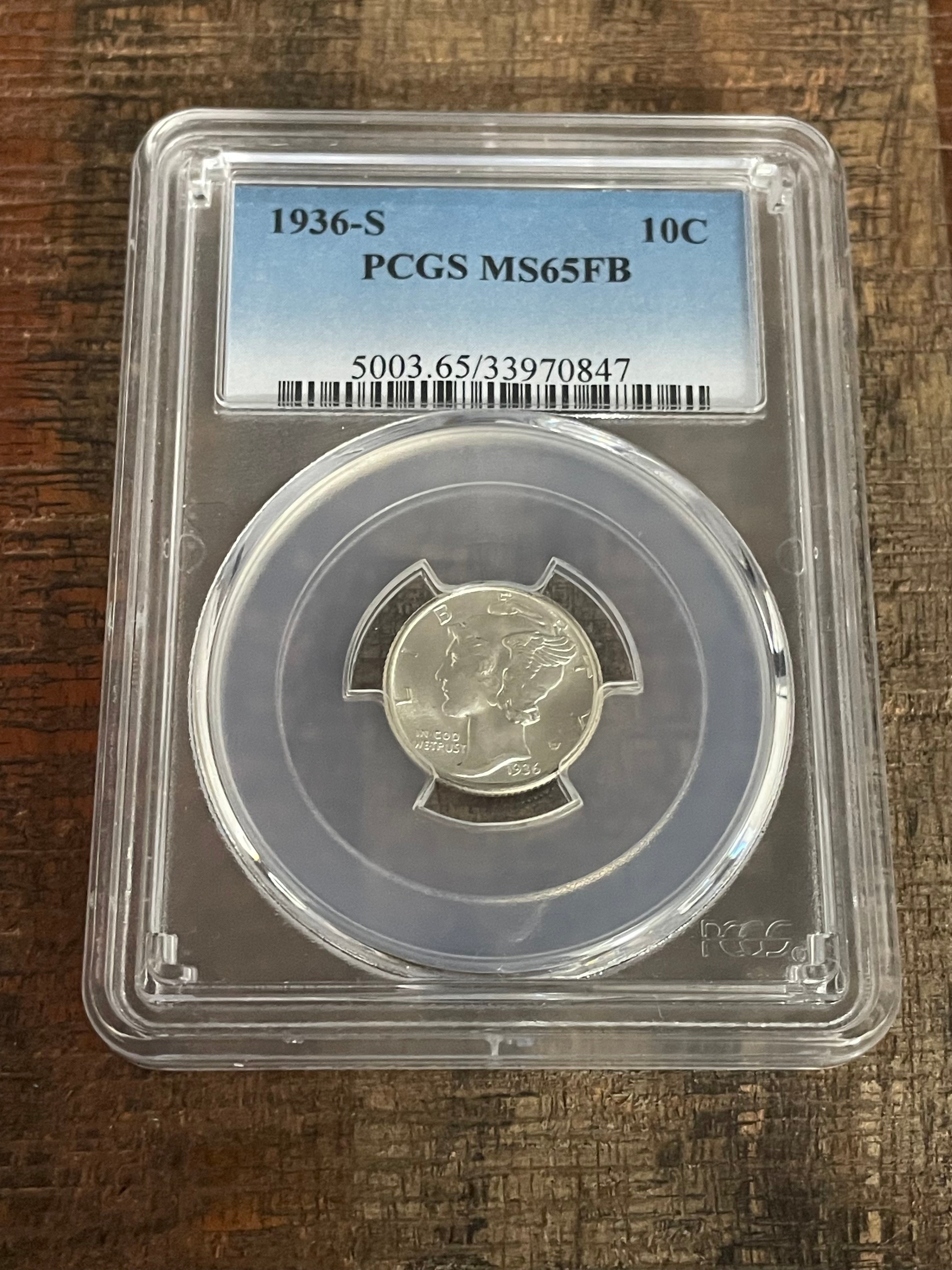 1936-S 10C Mercury Dime ~ PCGS MS65 FB