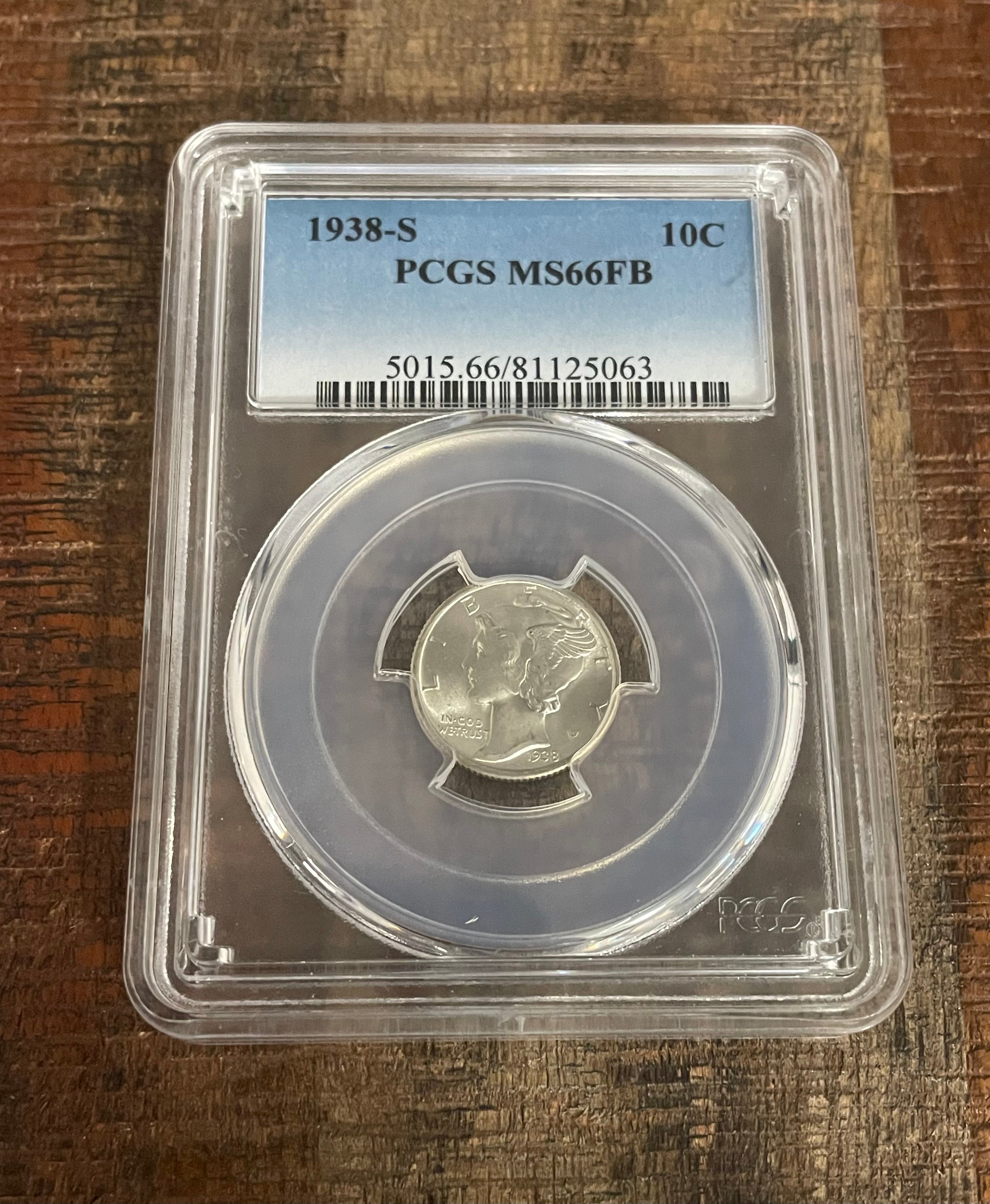 1938-S 10C Mercury Dime ~ PCGS MS66 FB