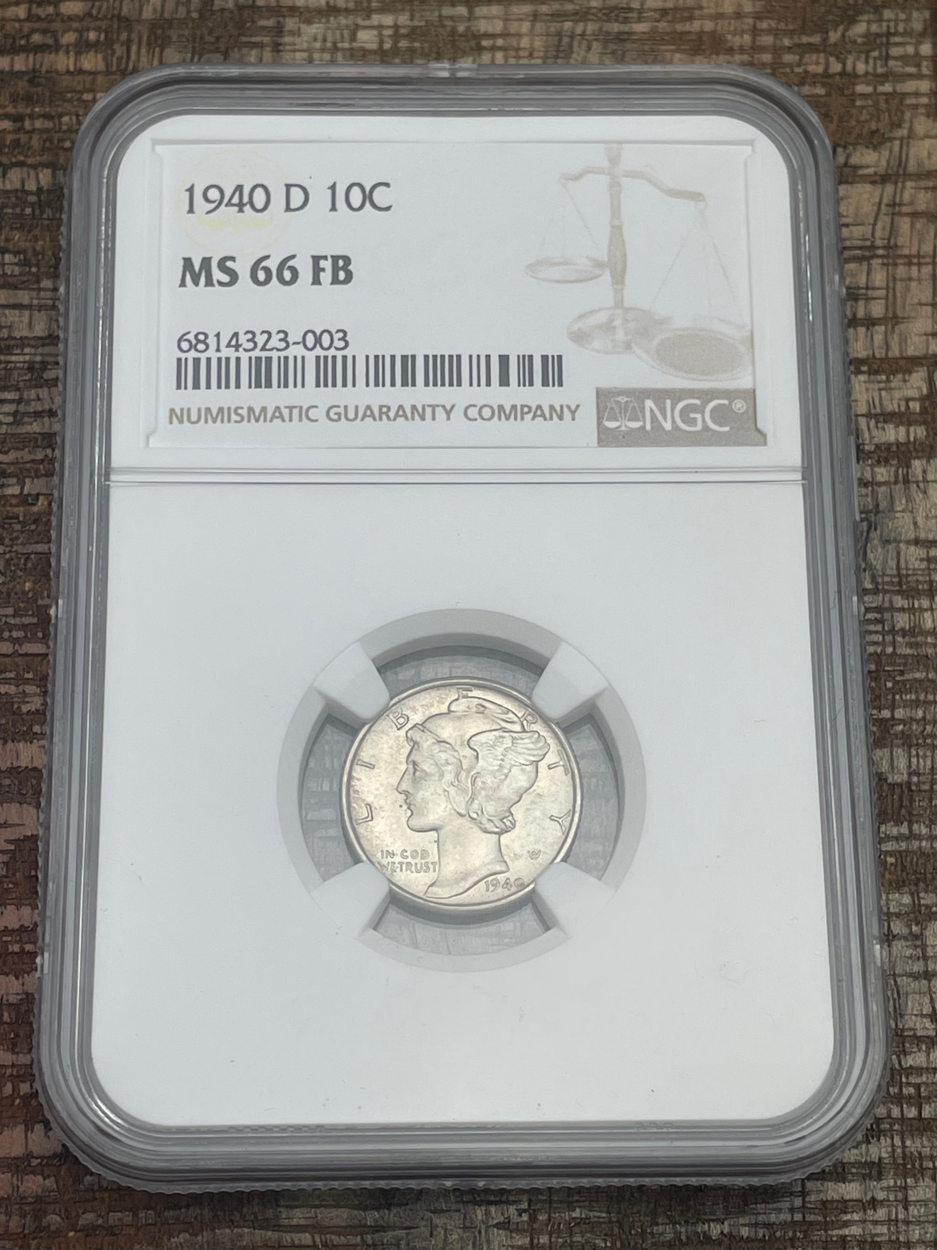 1940-D US 10c Mercury Dime NGC MS66 FB