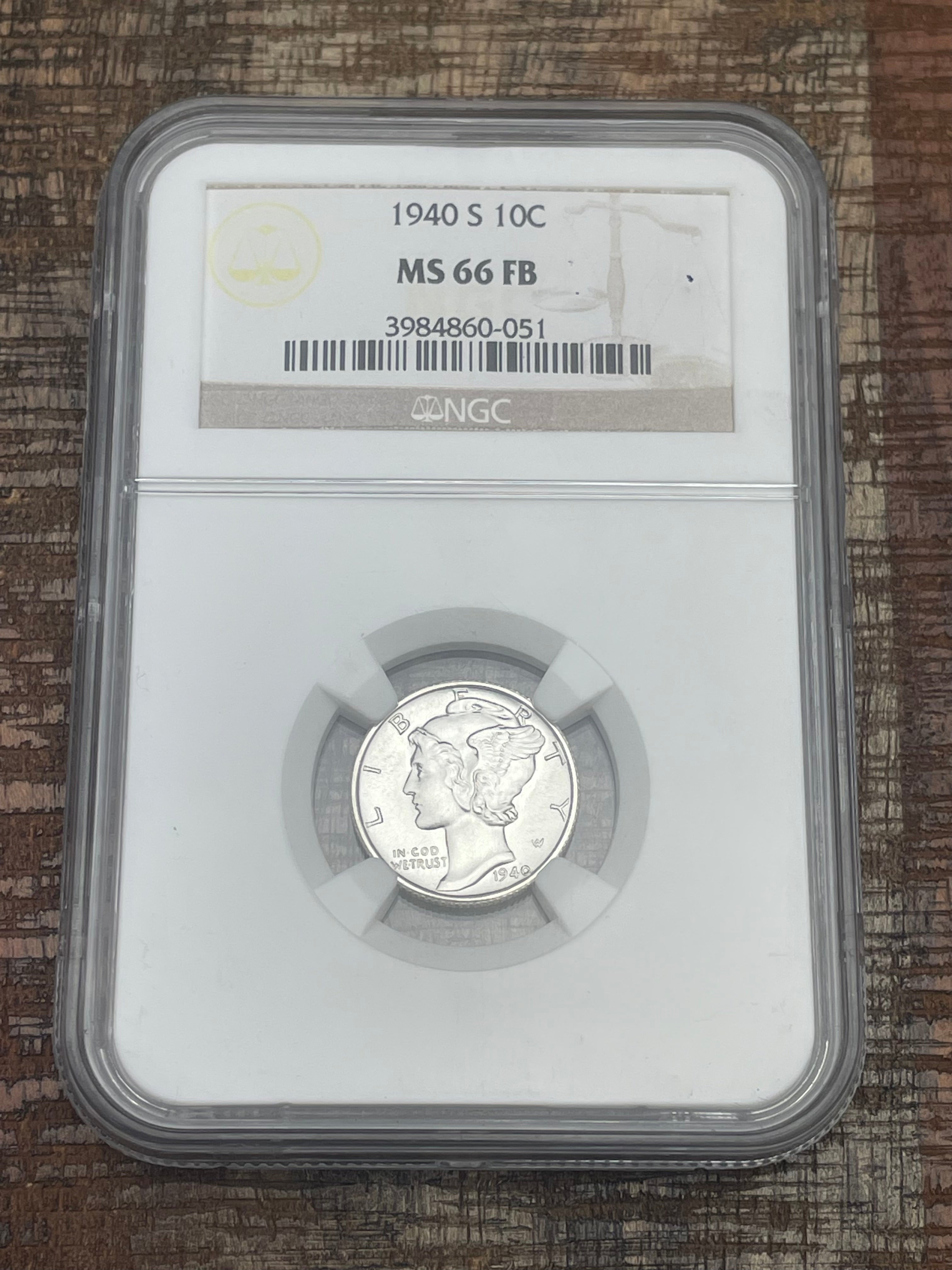 1940-S US 10c Mercury Dime NGC MS66 FB