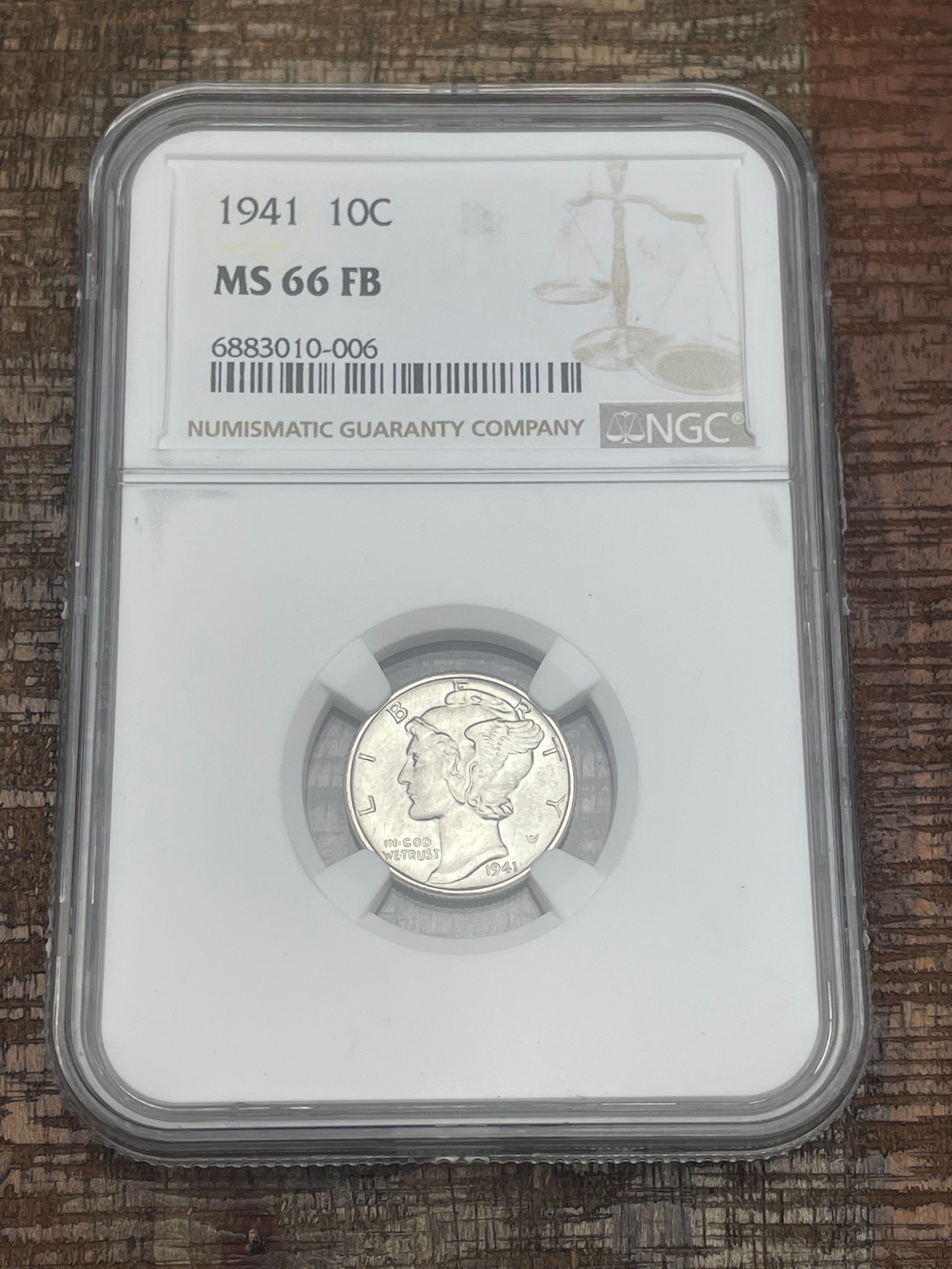 1941 US 10c Mercury Dime NGC MS66 FB