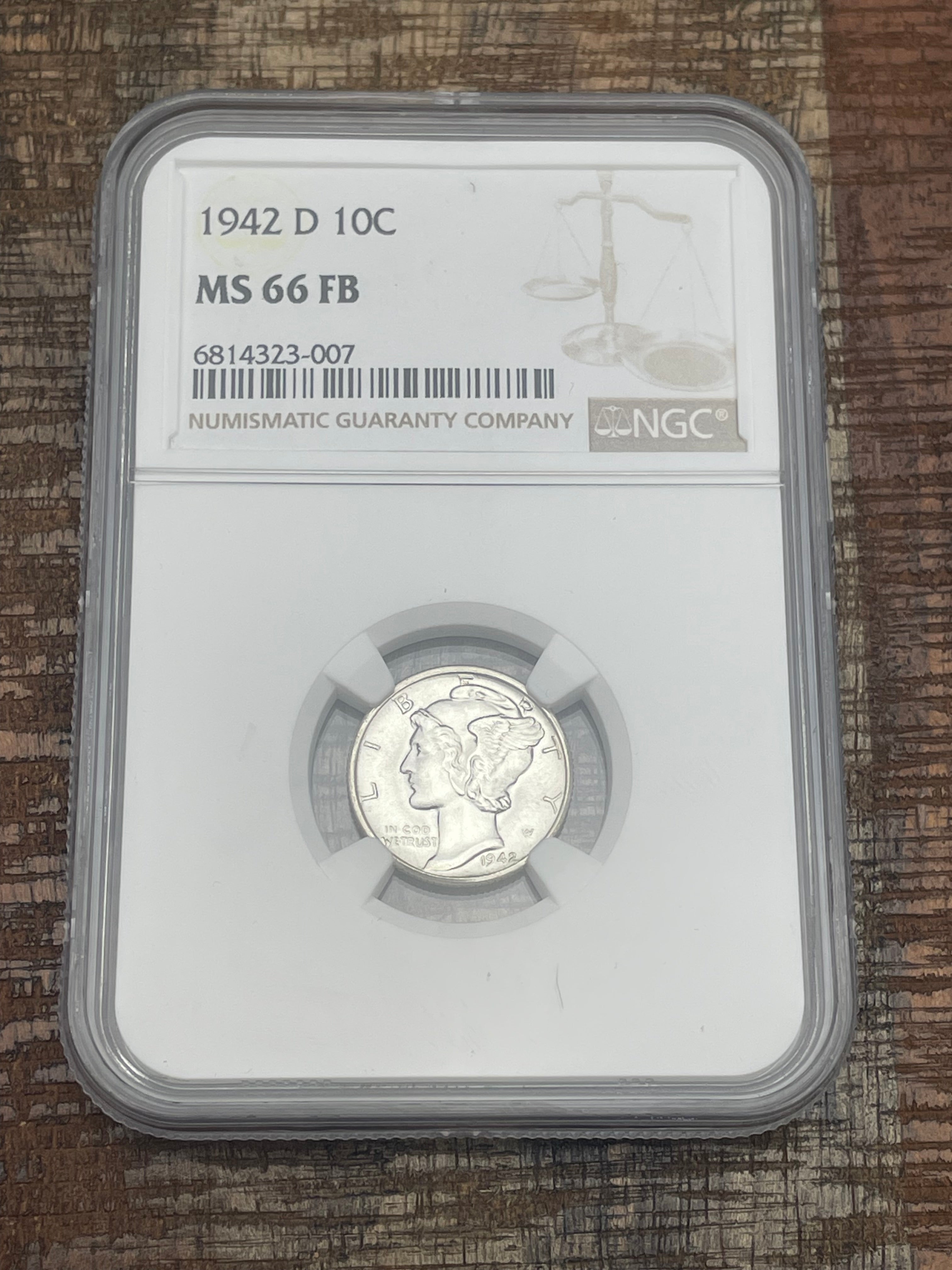 1942-D US 10c Mercury Dime NGC MS66 FB