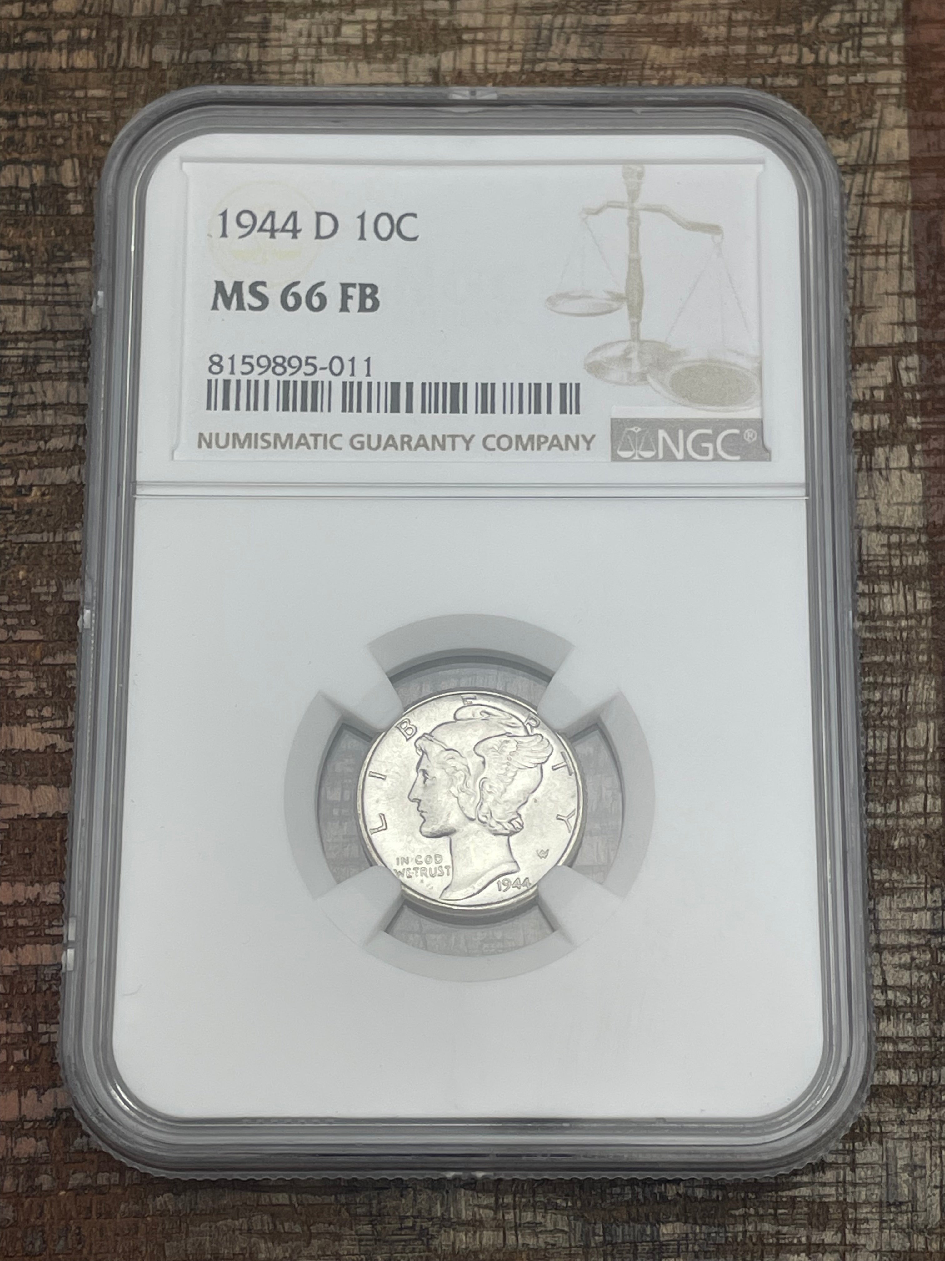 1944-D US 10c Mercury Dime NGC MS66 FB