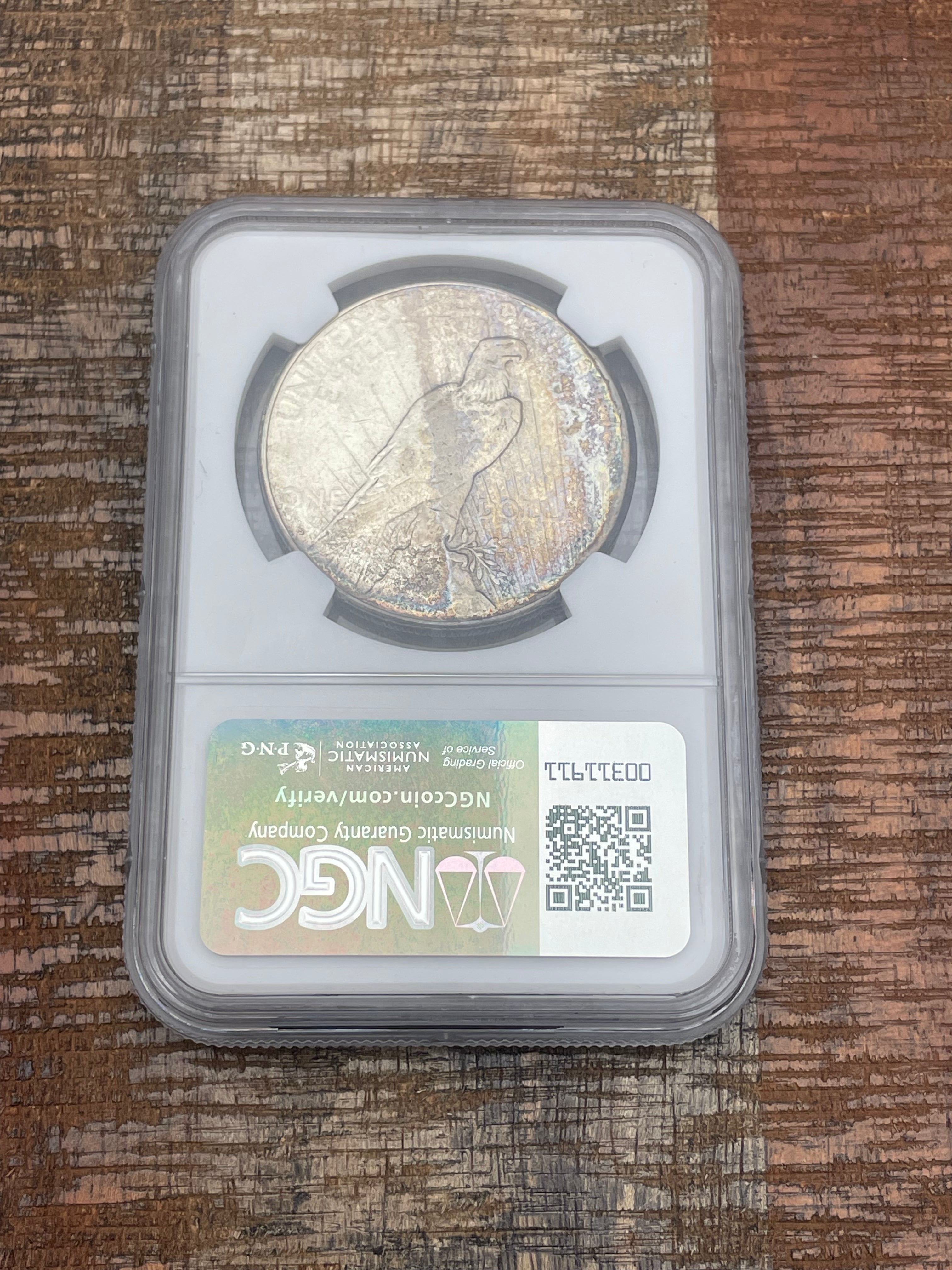 1925-S $1 US Silver Peace Dollar NGC AU Details ~ Cleaned ~ Beautifully Toned