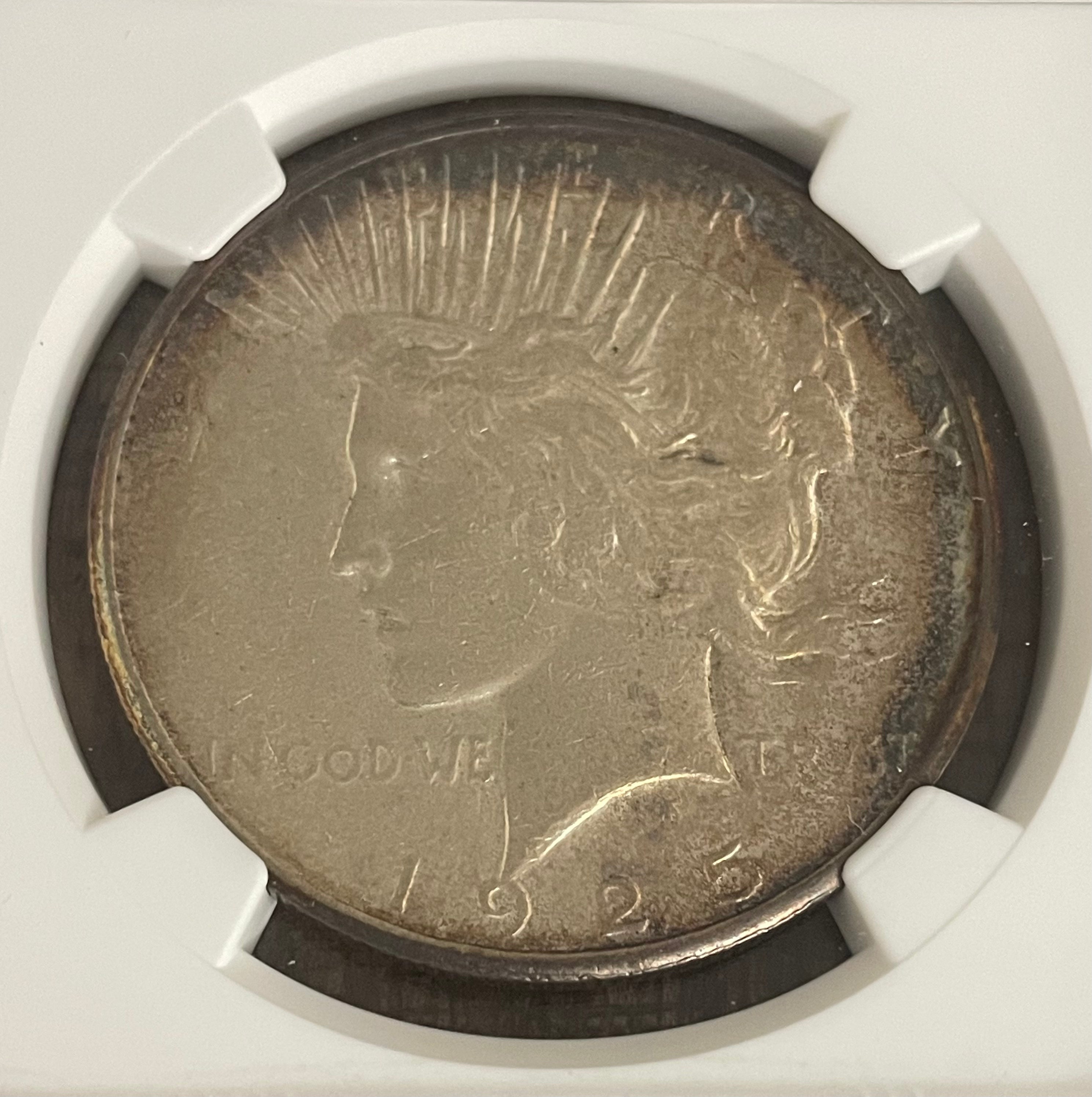 1925-S $1 US Silver Peace Dollar NGC AU Details ~ Cleaned ~ Beautifully Toned