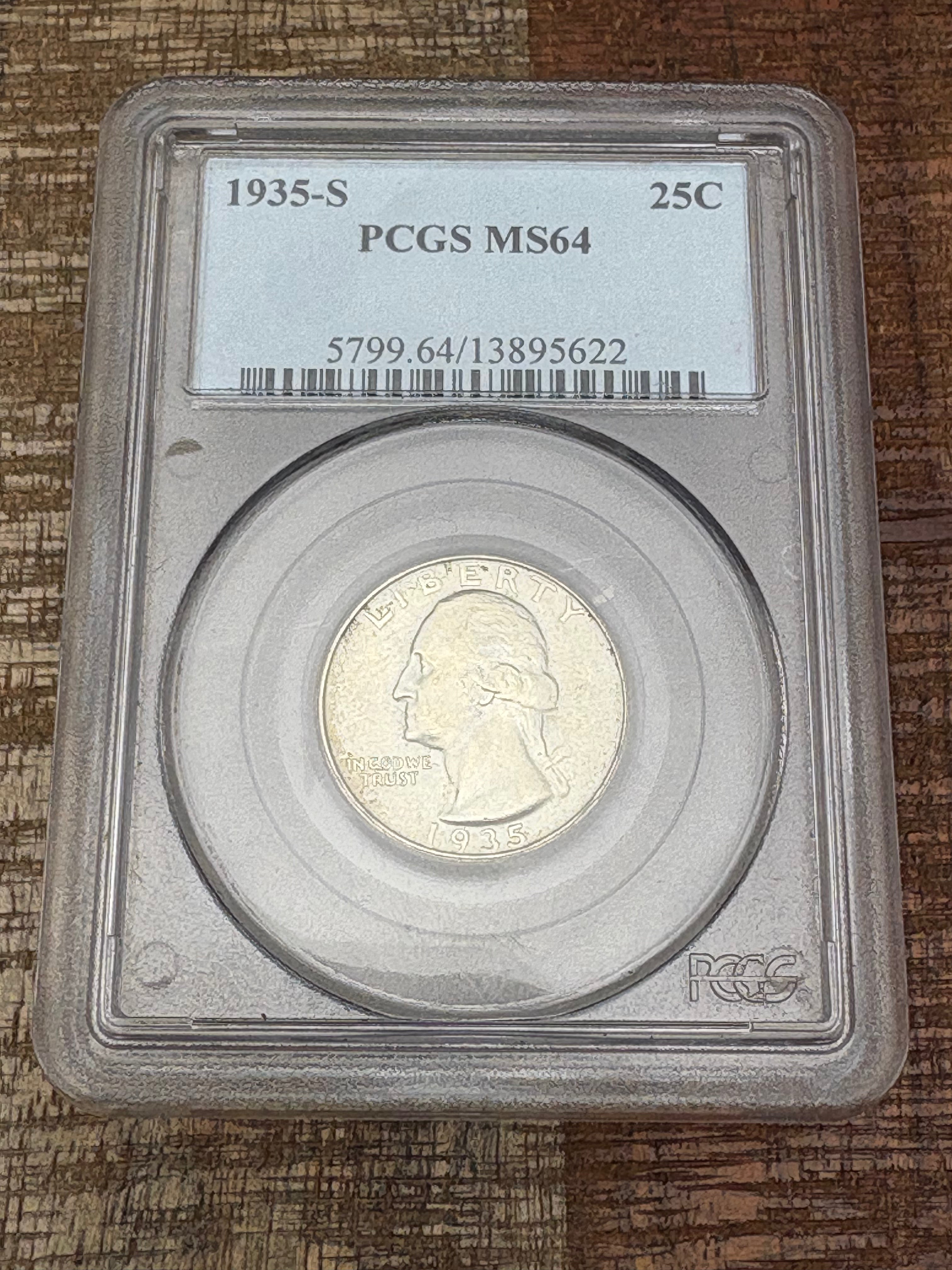 1935-S 25C US Washington Quarter ~ PCGS MS64